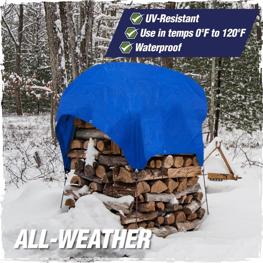 Rugged Rhino All Weather 100% Waterproof Heavy Duty Tarp  5 Mil Uv Temperature Resistant Tarps  High Durability Multipurpose Cover  For Home Outdoor Patio Winter Leaf Camping  6X8 1 Pack Blue