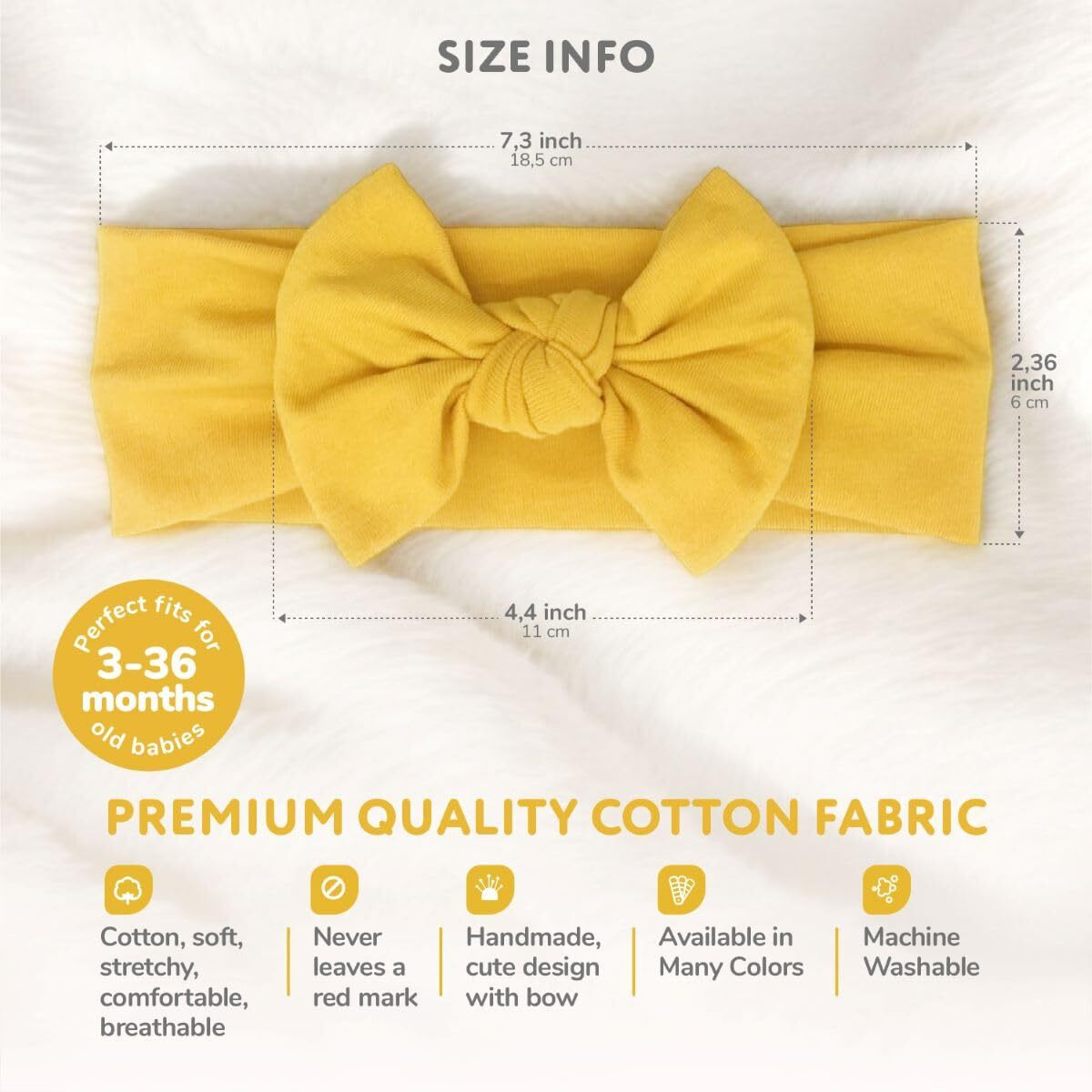 Babygiz Baby Girl Headbands-Infant Toddler Cotton Handmade Hairbands With Bows Child Hair Accessories (Dark Navy Blue)