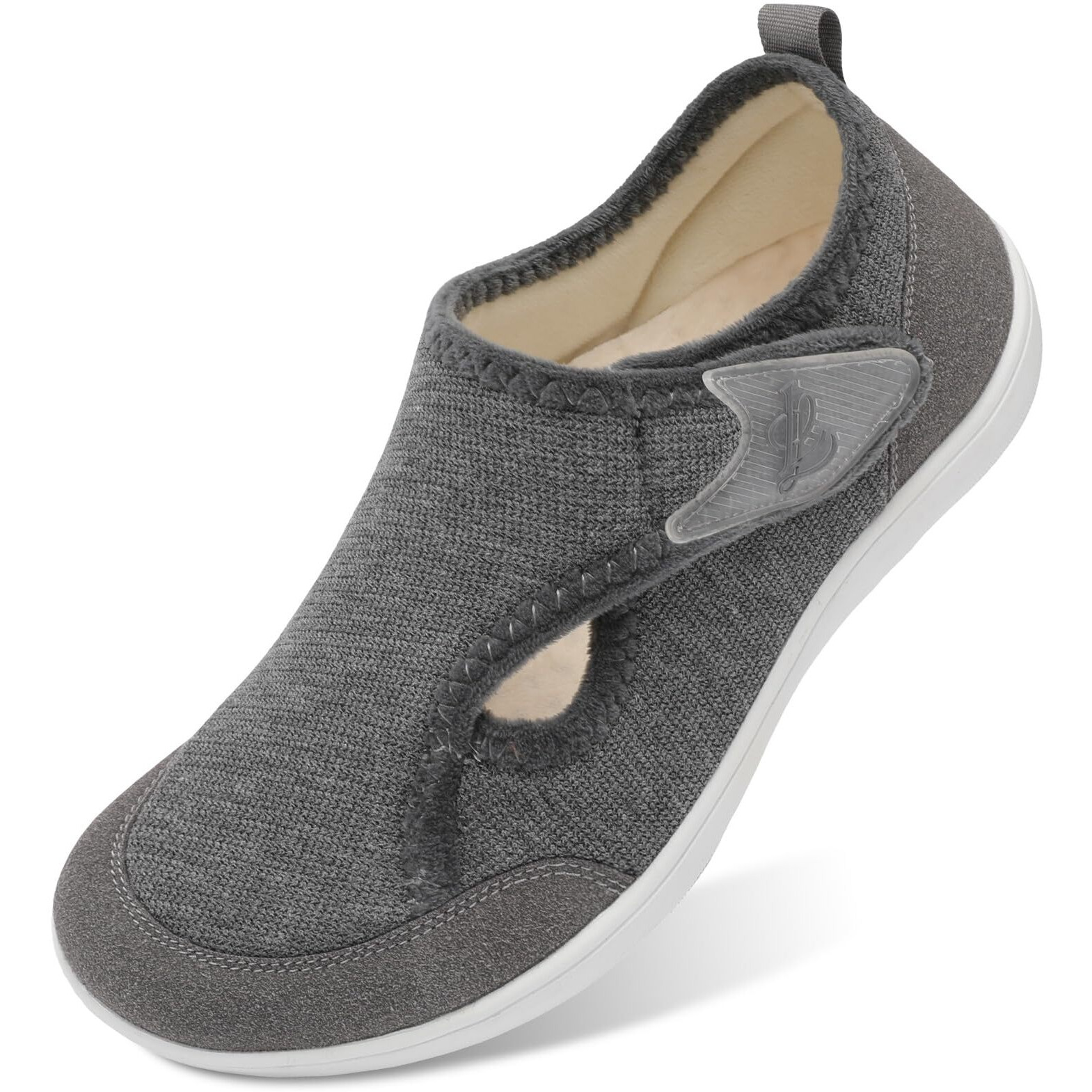 Leisfit Womens Slippers Wide Diabetic Shoes Adjustable Walking Shoes Arthritis Edema House Shoes Indoor Outdoor Slippers Grey Size 7