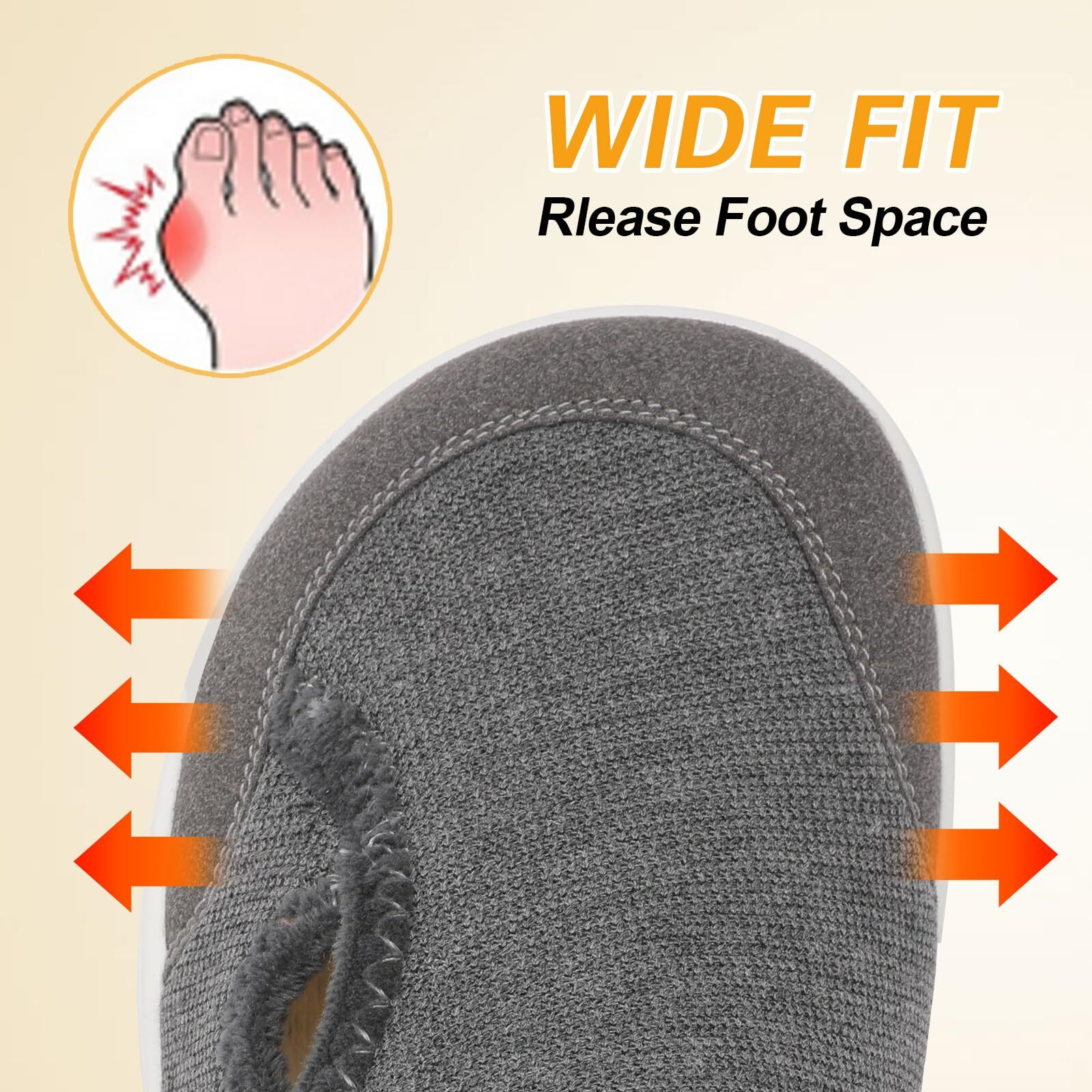 Leisfit Womens Slippers Wide Diabetic Shoes Adjustable Walking Shoes Arthritis Edema House Shoes Indoor Outdoor Slippers Grey Size 7