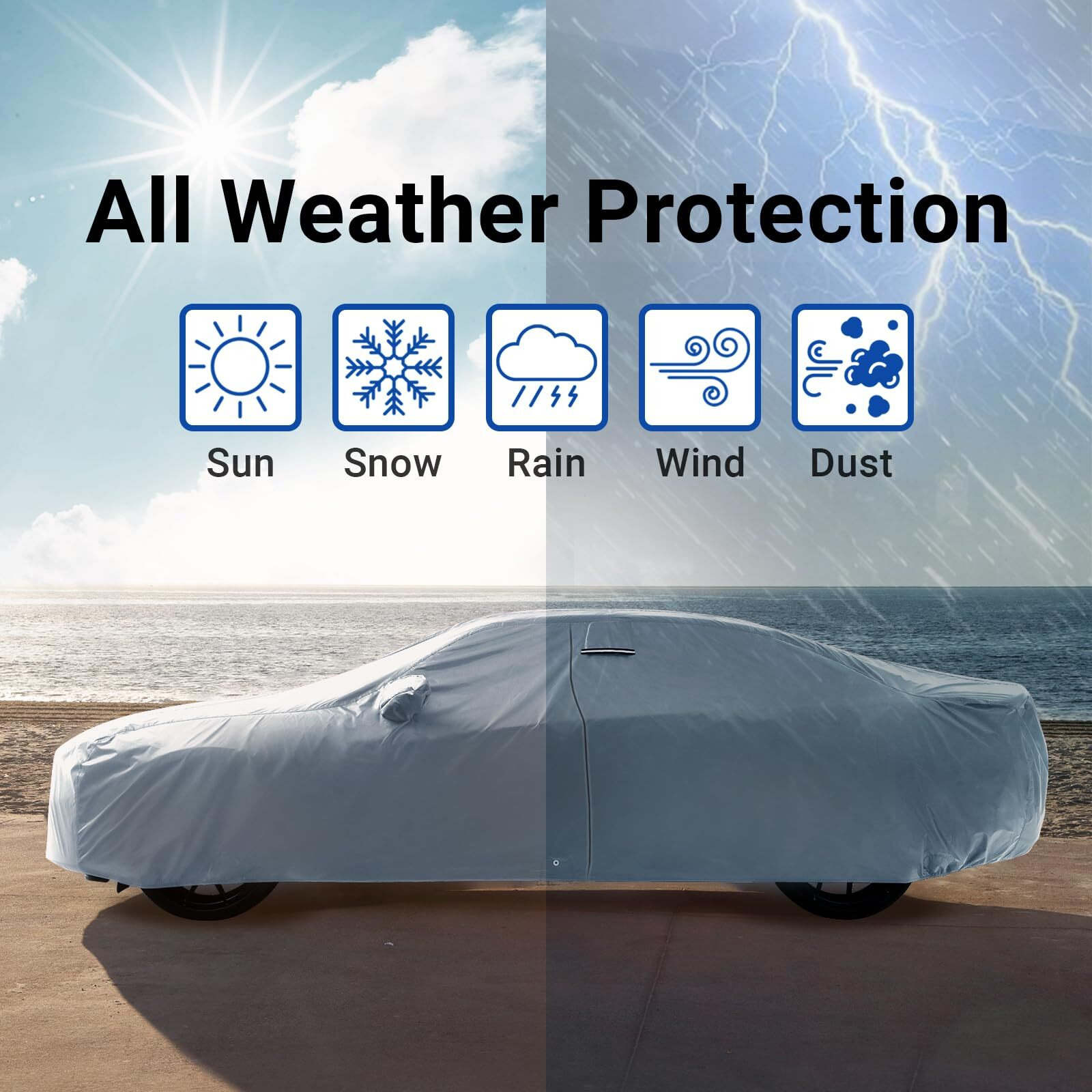 Icarcover Custom Car Cover For Jaguar Xjs  Waterproof All-Weather Rain Snow Uv Sun Protector Full Exterior Indoor Outdoor Car Cover With Strap (Year Fits 1975-1996)