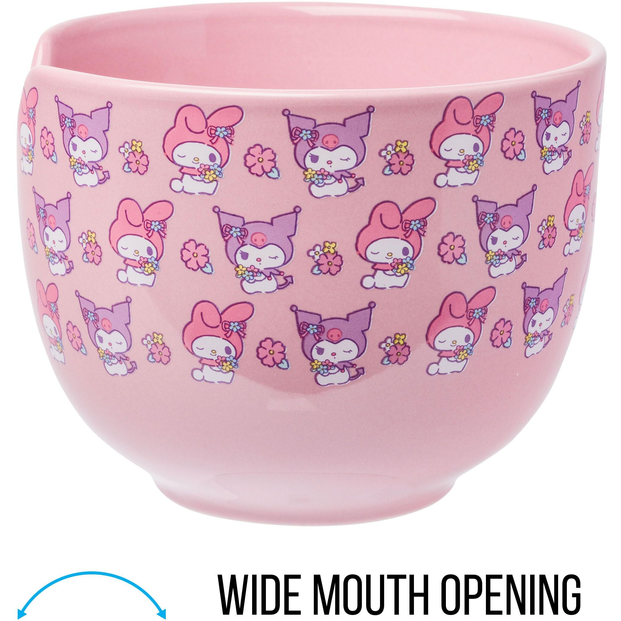 Silver Buffalo Sanrio Hello Kitty And Friends My Melody And Kuromi Pastel Flowers Ceramic Ramen Noodle Rice Bowl With Chopsticks  Microwave Safe  20 Ounces