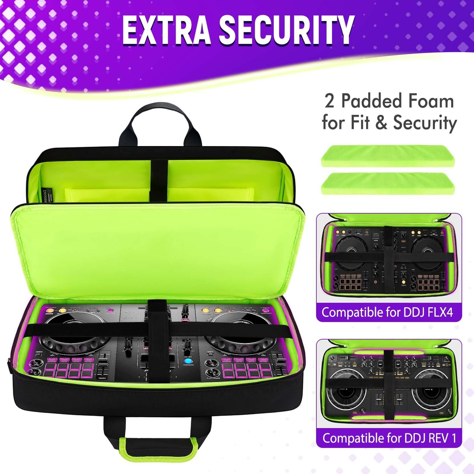 Snigjat Dj Controller Case For Ddj-Flx4/ Dj 400/ Ddj-Rev1  Padded Dj Controller Bag With 5 Pockets For Laptop  Headphones  Cables  Dj Carrying Case With Adjustable Shoulder Strap  21.5"&quotX11.8"&quotX2.5""
