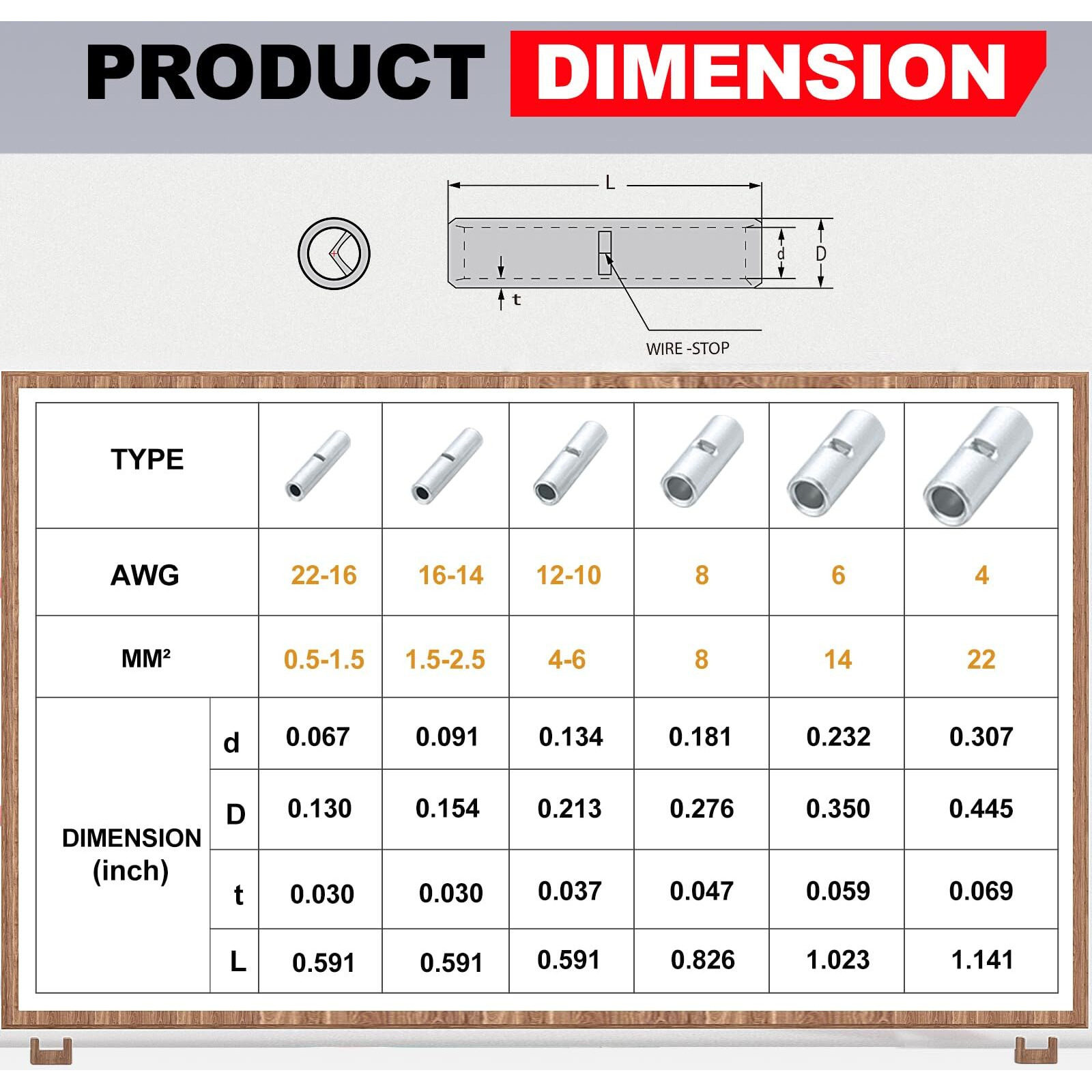 Airic Non Insulated Butt Connectors 22-16 Awg  100 Pcs Electrical Seamless Crimping Terminals  Uninsulated Wiring Crimps Connector  Bare Copper Crimp Splice Terminal For 22 20 18 16 Gauge Wire