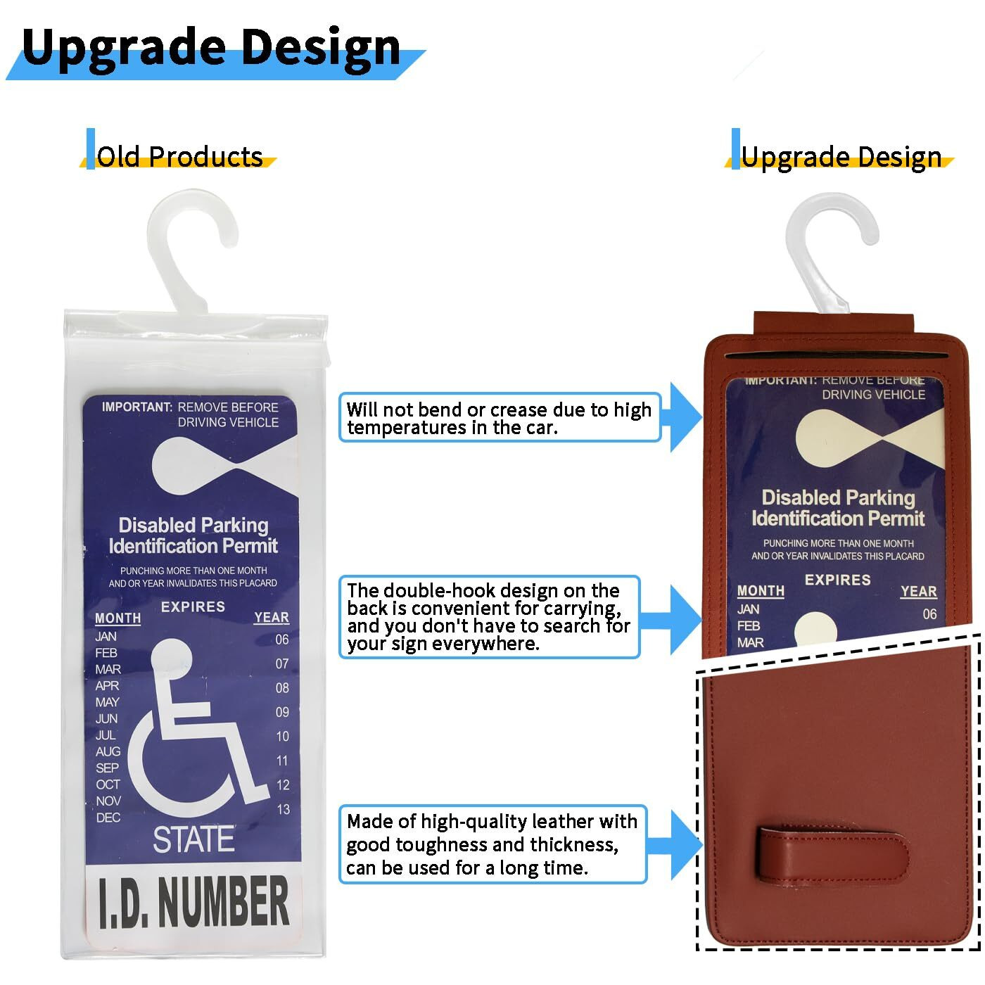 Yuoyar Portable Handicap Placard Holder For Auto - Ultra Transparent Handicapped Placard Holder Protector Hanger Sleeve - Placard Holder For Disability Parking (Red)