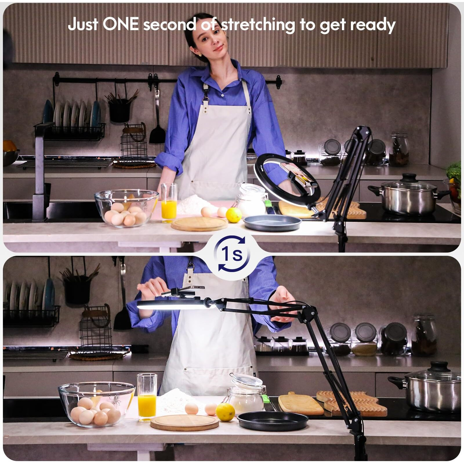 Overhead Camera Mount With Selfie Ring Light And Phone Holder  10"" Led Ring Light For Desk With Stand And Remote For Iphone Phone Tripod With Light For Video Recording Vlog Tiktok Live Stream Cooking