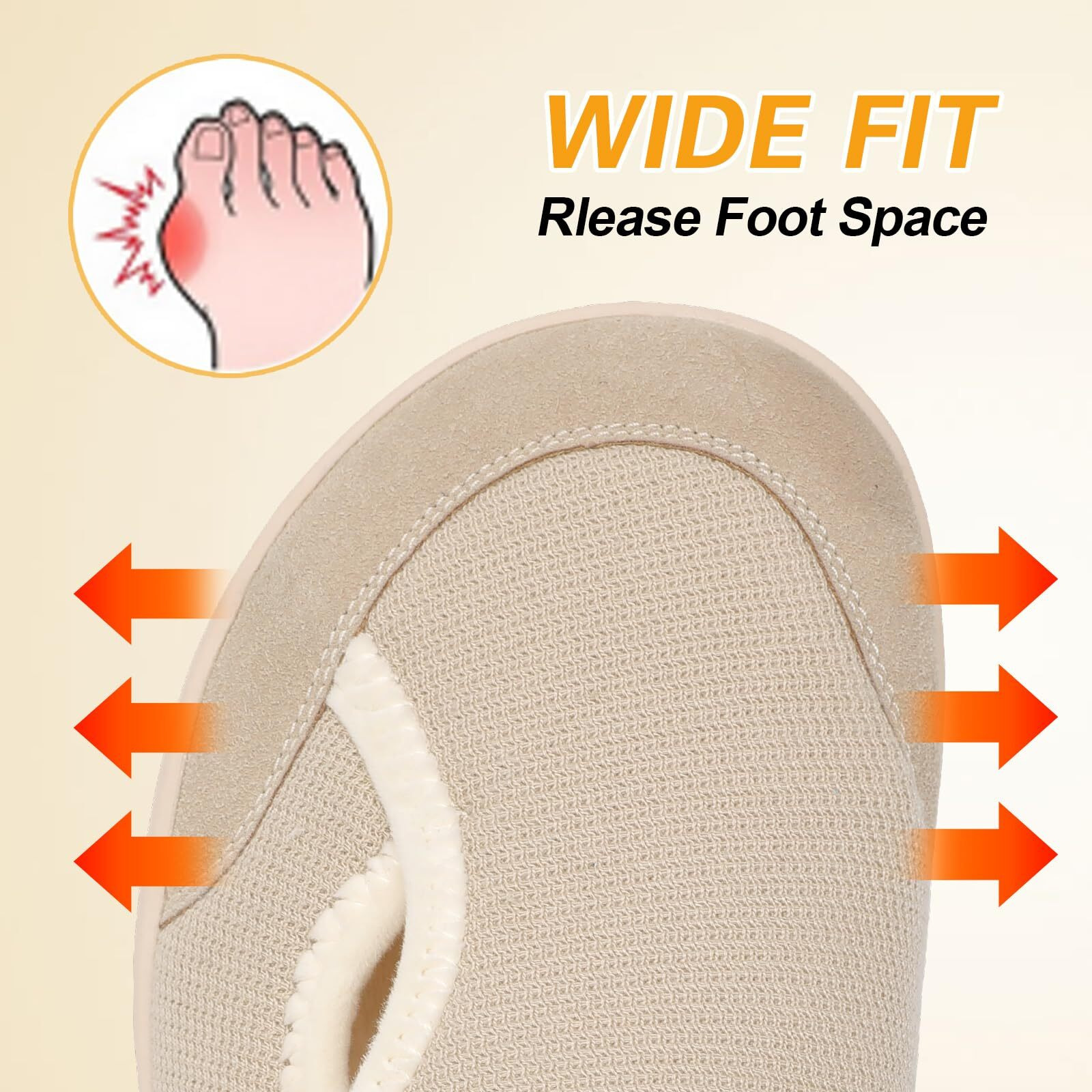 Leisfit Womens House Shoes Adjustable Diabetic Slippers Wide Walking Shoes Arthritis Edema Barefoot Shoes Indoor Outdoor Slippers Beige Size 7