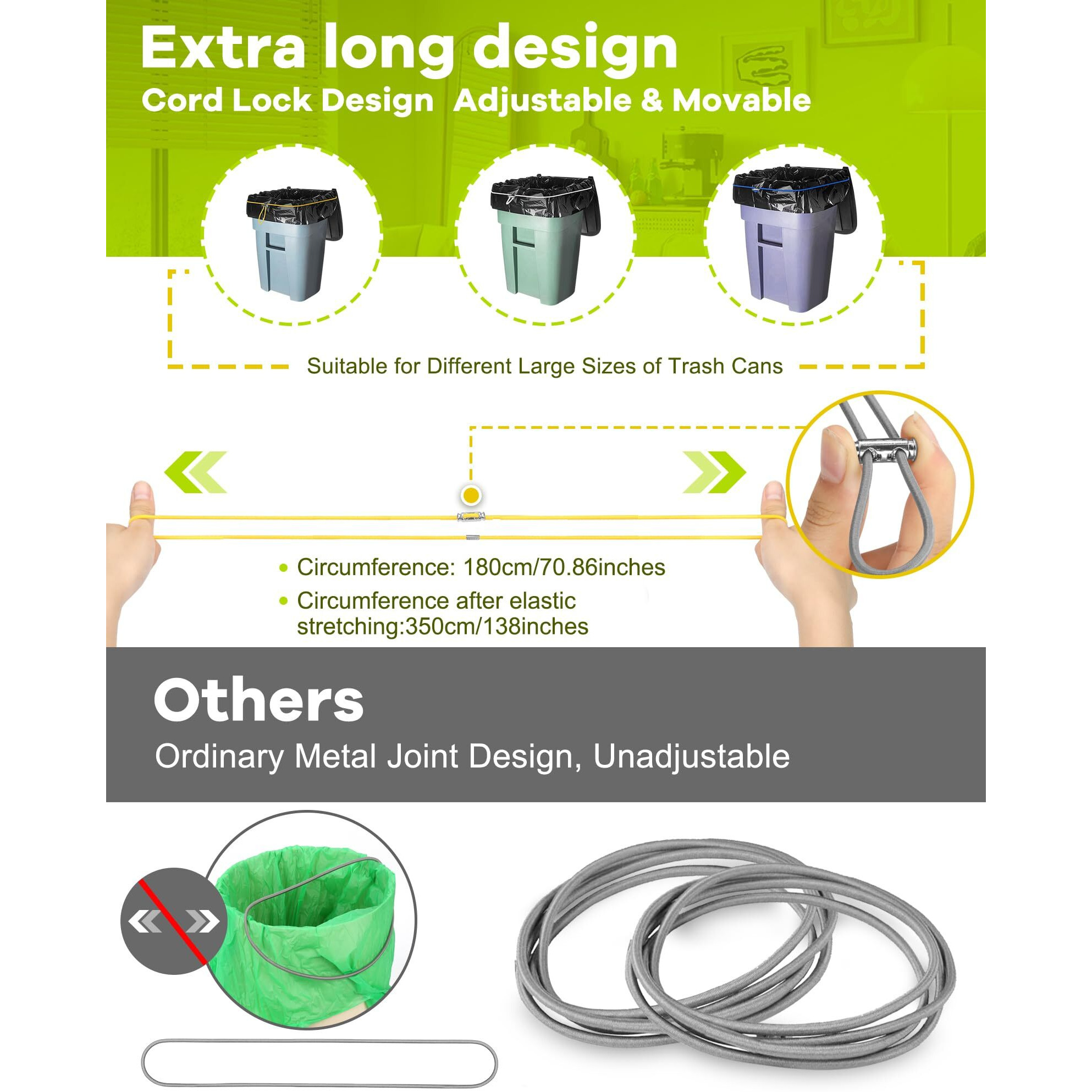Large Rubber Bands For Trash Can Fits Up 40-96 Gallon Extra Large Trash Can Rubber Bands Garbage Can Bands Outdoor Trash Bag Holder Multifunction Bands For Picnic Camping Party