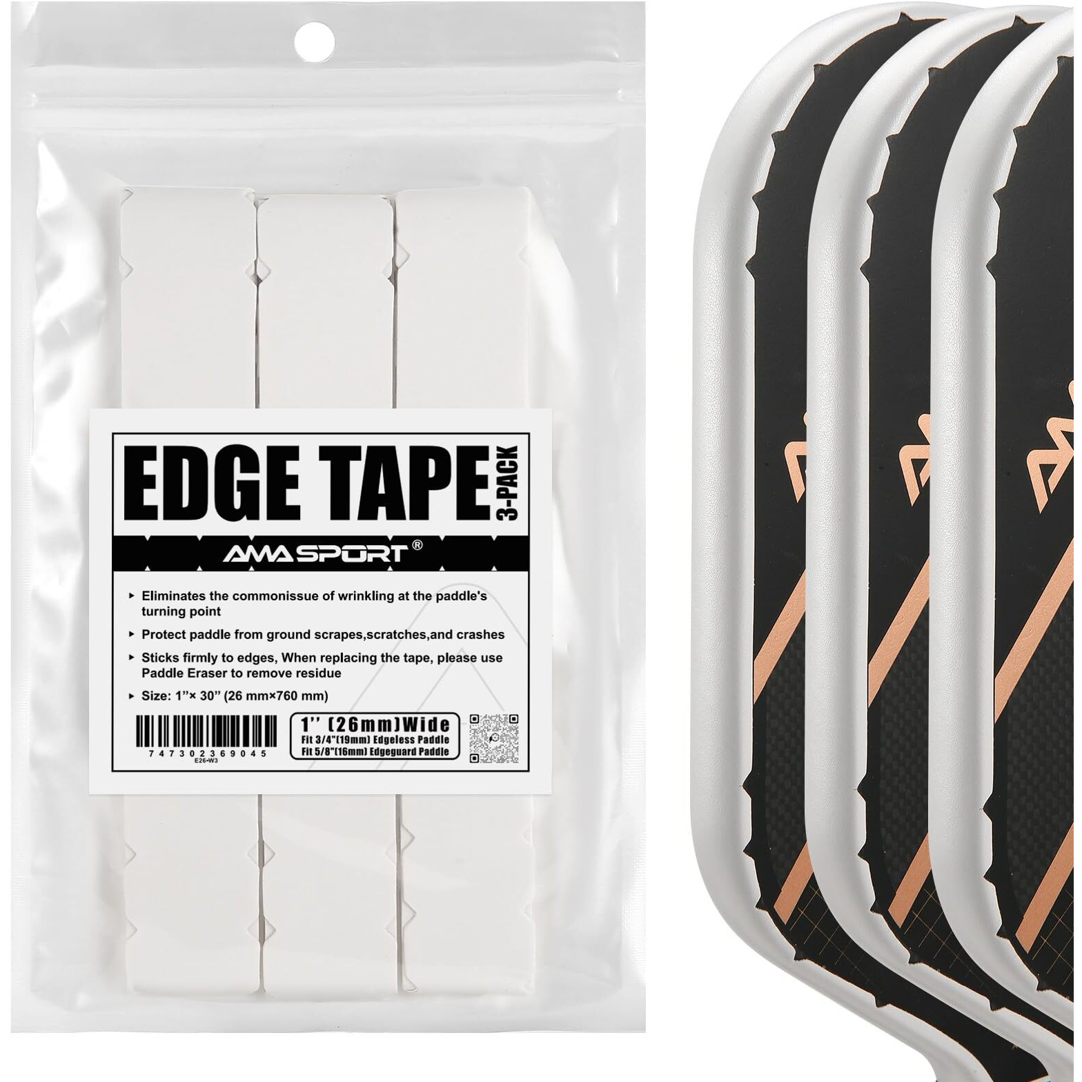 Pickletech Pickleball Paddle Protection Tape - Paddle Head Edge Guard - Racket Edge Protection Tape -Fit Perfectly Curved Edge -No Wrinkling