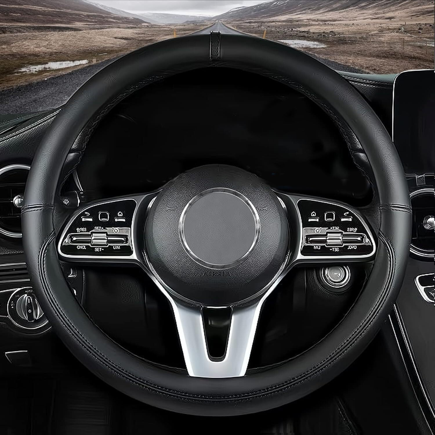 Custom Fit For Lexus Car Steering Wheel Cover  Nappa Leather Car Steering Wheel Cover Non-Slip Steering Wheel Cove-R  Designed For Lexus Interior Accessories (Black For Lexus)