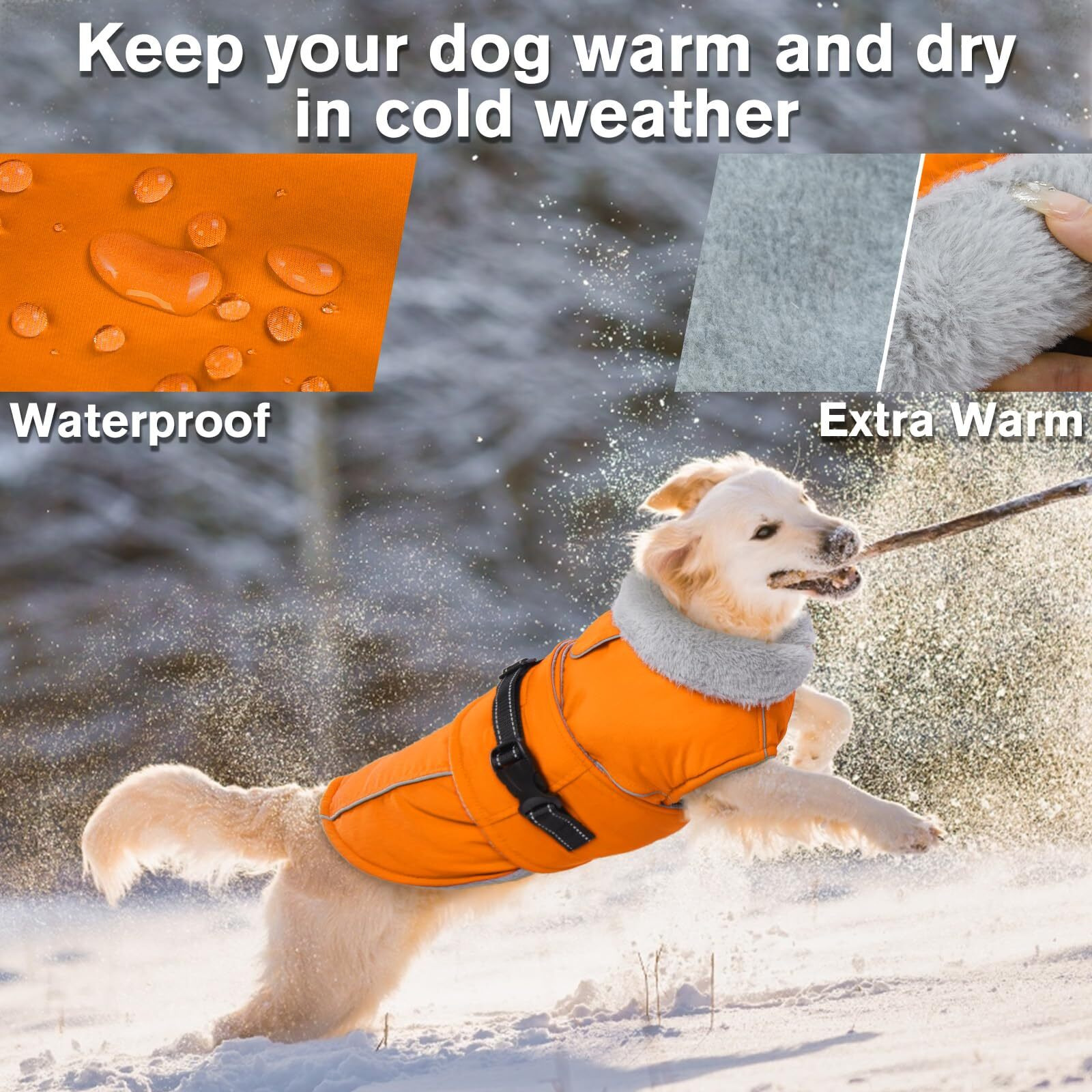 Lelepet Warm Dog Coat Reflective Dog Fleece Vest Waterproof Dog Jacket Windproof Dog Winter Coat Dog Cold Weather Coats With Adjustable Buckle Fleece Lining Dog Snowsuit Dog Coat For Large Dogs Xl