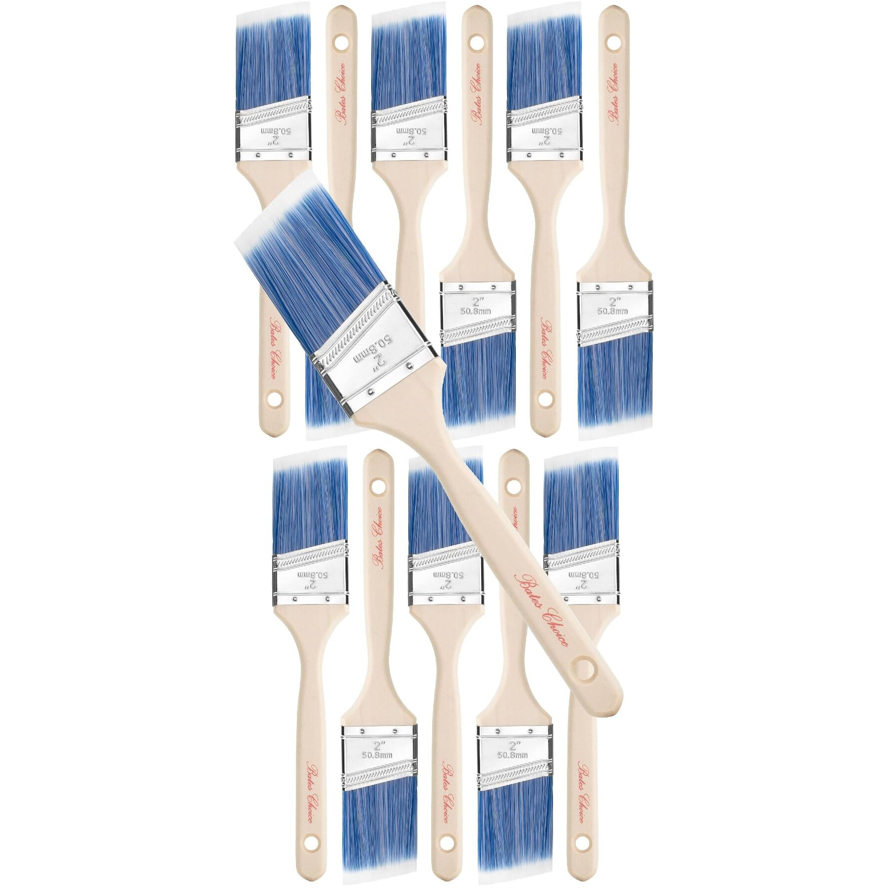 Bates- Paint Brushes  2-Inch  12 Pack  Angle Brushes  Treated Wood Handle  Paint Brushes For Walls  Stain Brush  Wall Paint Brushes  Furniture Paint Brushes For Painting Walls  Painting Brush