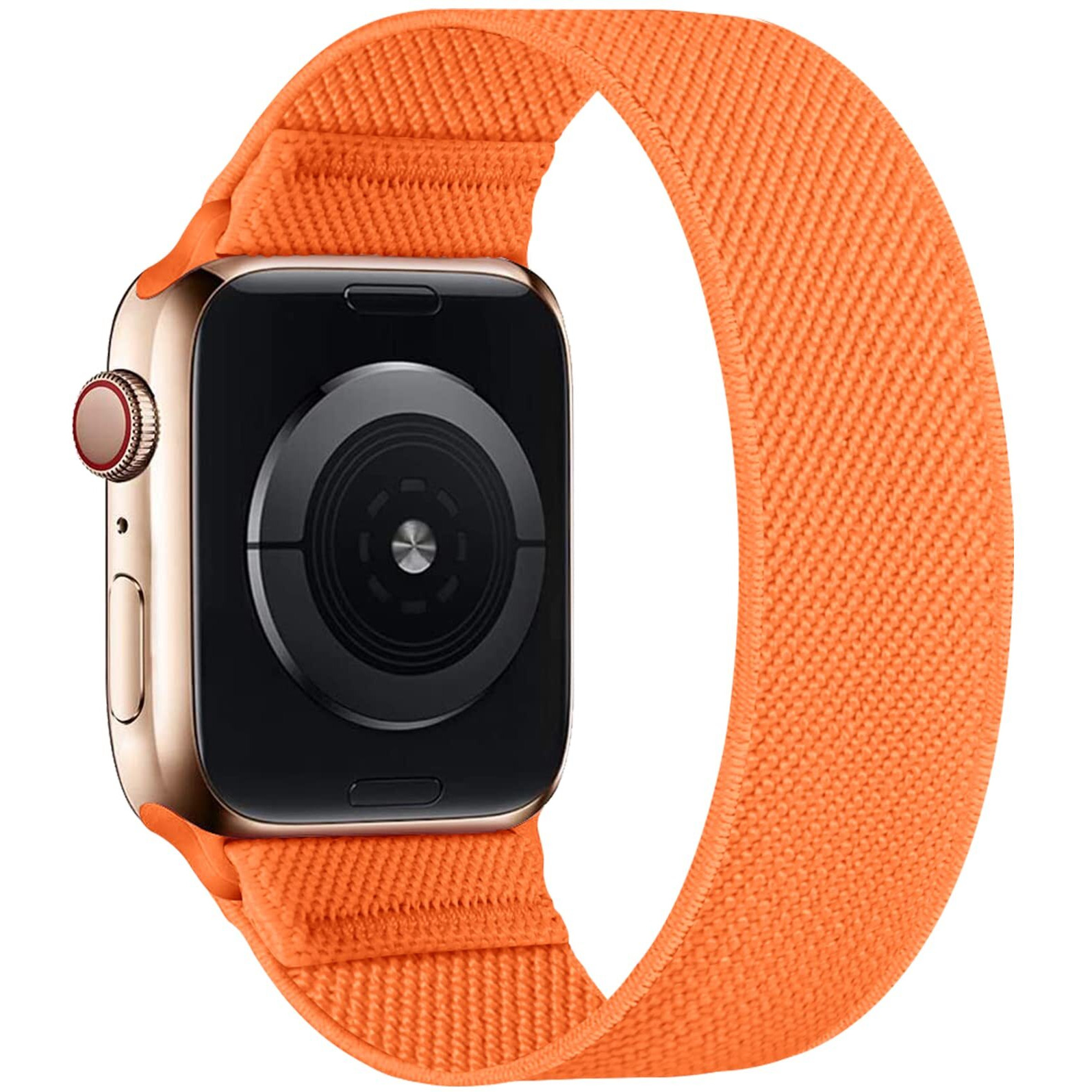 Enjiner Stretchy Nylon Solo Loop Bands Compatible With Apple Watch 38Mm 40Mm 41Mm 42Mm 44Mm 45Mm 46Mm 49Mm Ultra 2 Iwatch Series 10 9 8 7 Se 6 5 4 3 2 1 Strap  Sport Elastic Braided Women Men No Buckles Clasps Wristband Bright Orange 38/40/41Mm M