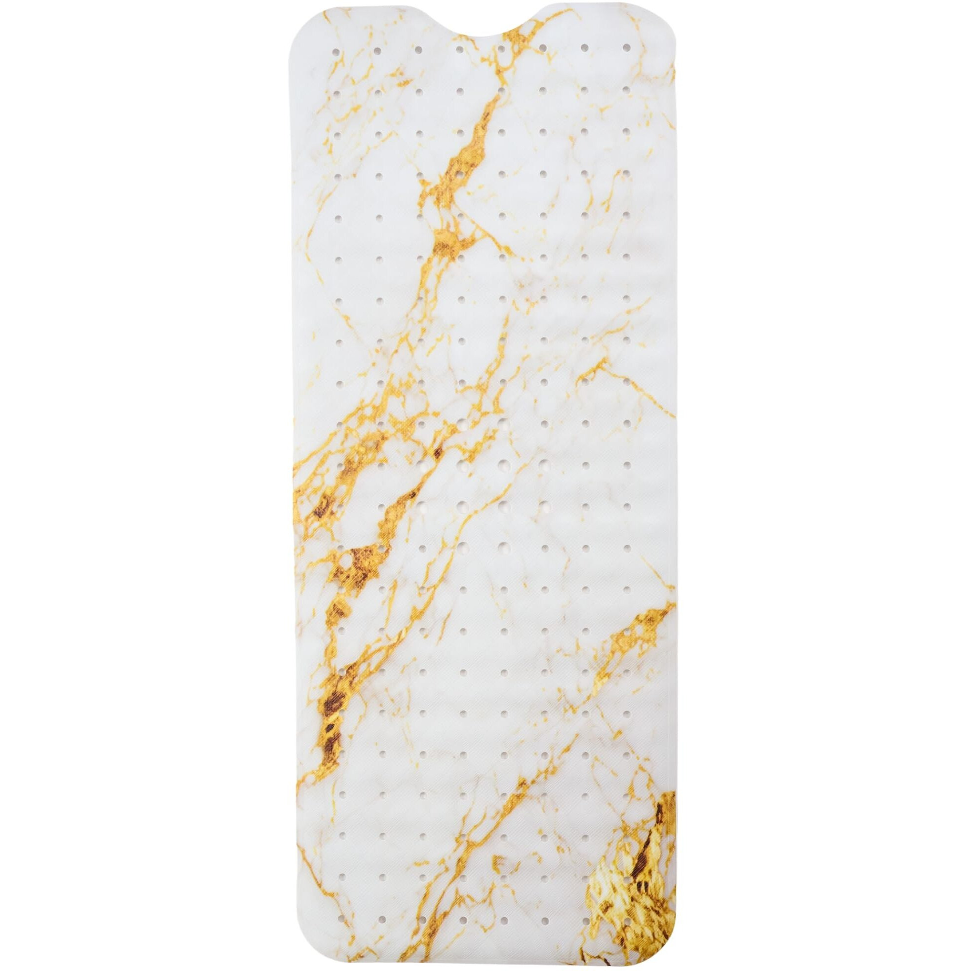 Non Slip Shower Mat Non Slip - Bathtub Mat Non Slip - Non Slip Bath Mat - Long Bath Mat - Shower Non Slip Mat - Bath Mats For Shower - Shower Floor Mat - Tub Mats (Marble White Gold - Bath 40X16)