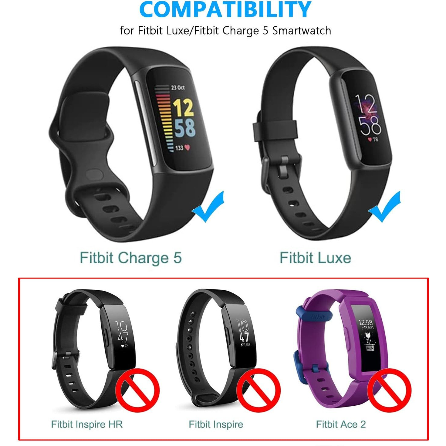 Replacement Wall Charger For Fitbit Luxe Fitbit Charge 5  Fitbit Charge 6  For Fitbit Luxe Fitness Tracker Fb422/Charge 5 Advanced Health & Fitness Tracker Charger Usb Charging Cable Cord Accessory