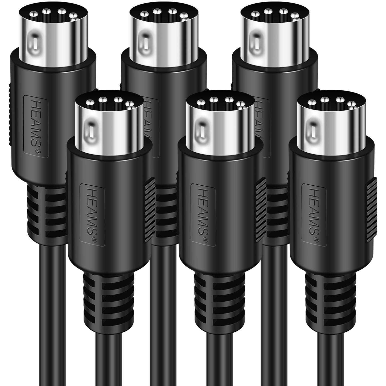 Heams 3 Pack Premium 3Ft Midi Cable  Stable & Fast Transmission And Long-Lasting Midi Cables  Male To Male 5-Pin Midi Cable For Midi Keyboard  Electronic Piano  Electronic Drum