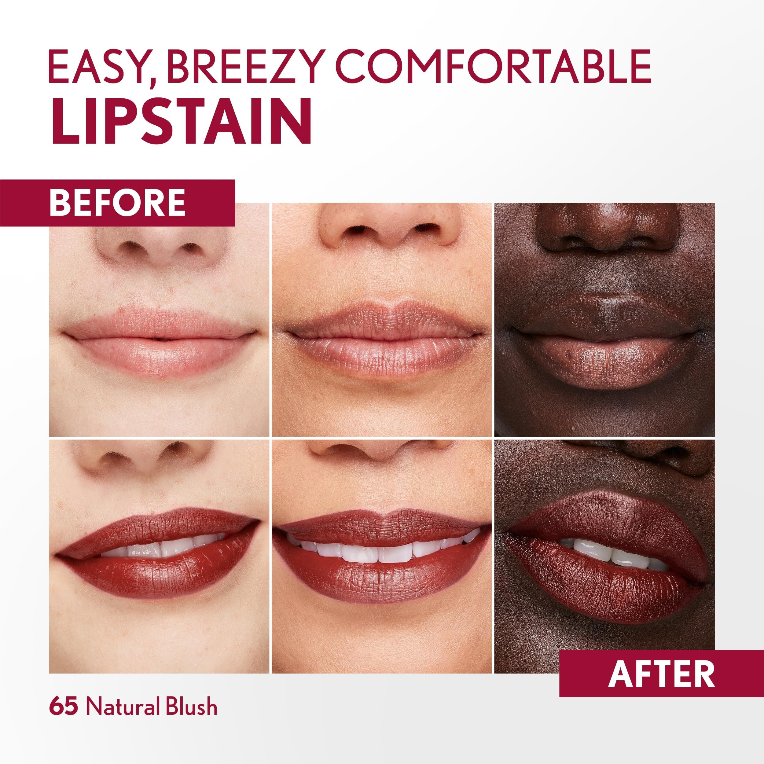 Covergirl Outlast  65 Natural Blush  Lipstain  Smooth Application  Precise Pen-Like Tip  Transfer-Proof  Satin Stained Finish  Vegan Formula  0.06Oz