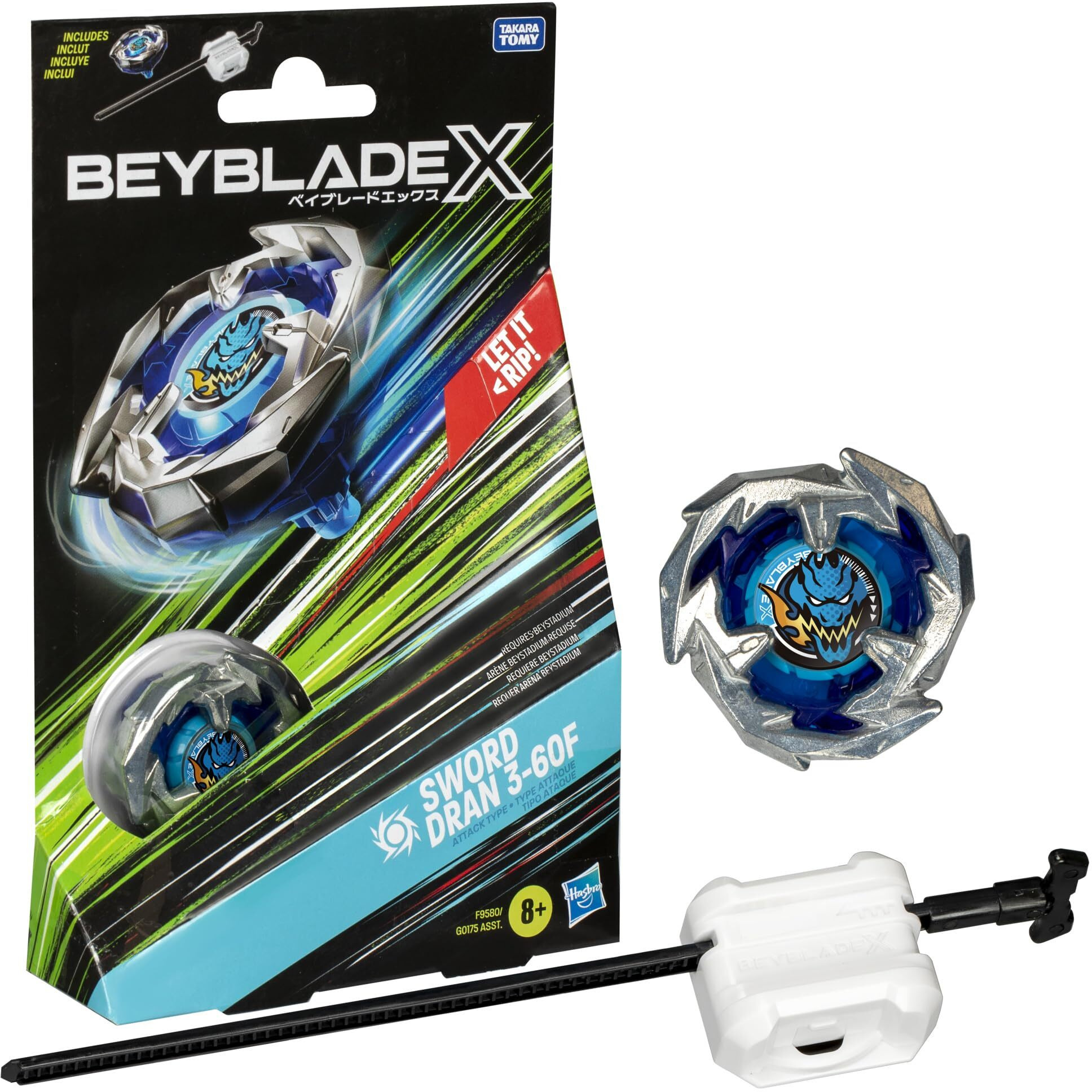 Beyblade X Sword Dran 3-60F Starter Pack Set With Attack Type Right-Spinning Top And Launcher Battling Top Toys For 8 Year Old Boys And Girls