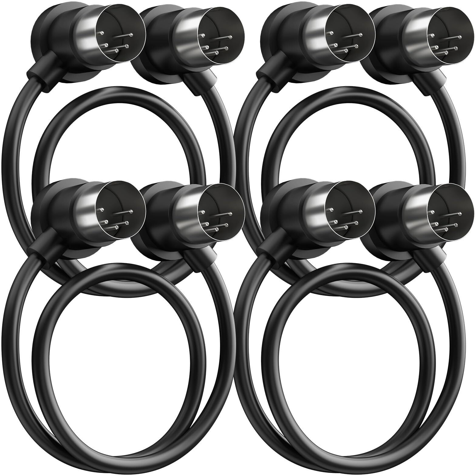 Heams 4 Pack Premium Right Angle Midi Cable 2Ft  Low Profile For Saving Space Midi Cables  Stable & Fast Transmission And Long-Lasting 5 Pin Din Cable  Ideal For Midi Interface  Keyboard  Pedal Board