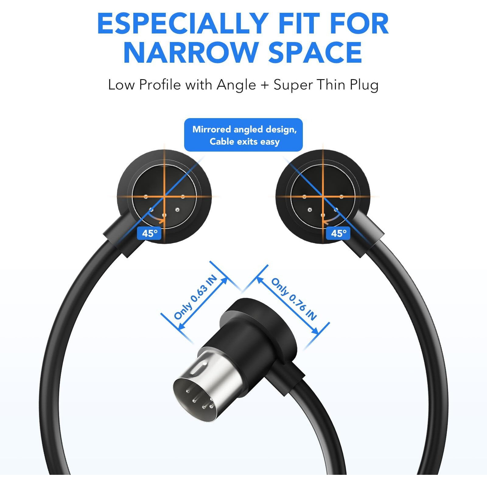 Heams 4 Pack Premium Right Angle Midi Cable 2Ft  Low Profile For Saving Space Midi Cables  Stable & Fast Transmission And Long-Lasting 5 Pin Din Cable  Ideal For Midi Interface  Keyboard  Pedal Board