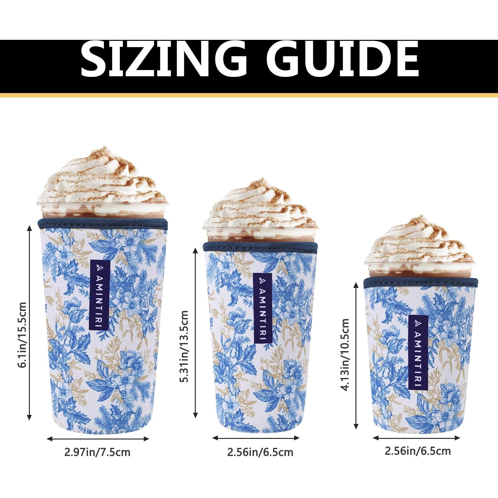 3 Pack Reusable Sleeve For Iced Coffee Cup  Coffee Neoprene Sleeve For Iced&Hot Drinks  Coffee Sleeve Compatible With Starbucks  Dunkin Coffee Cup. (Cherry&Daisy)