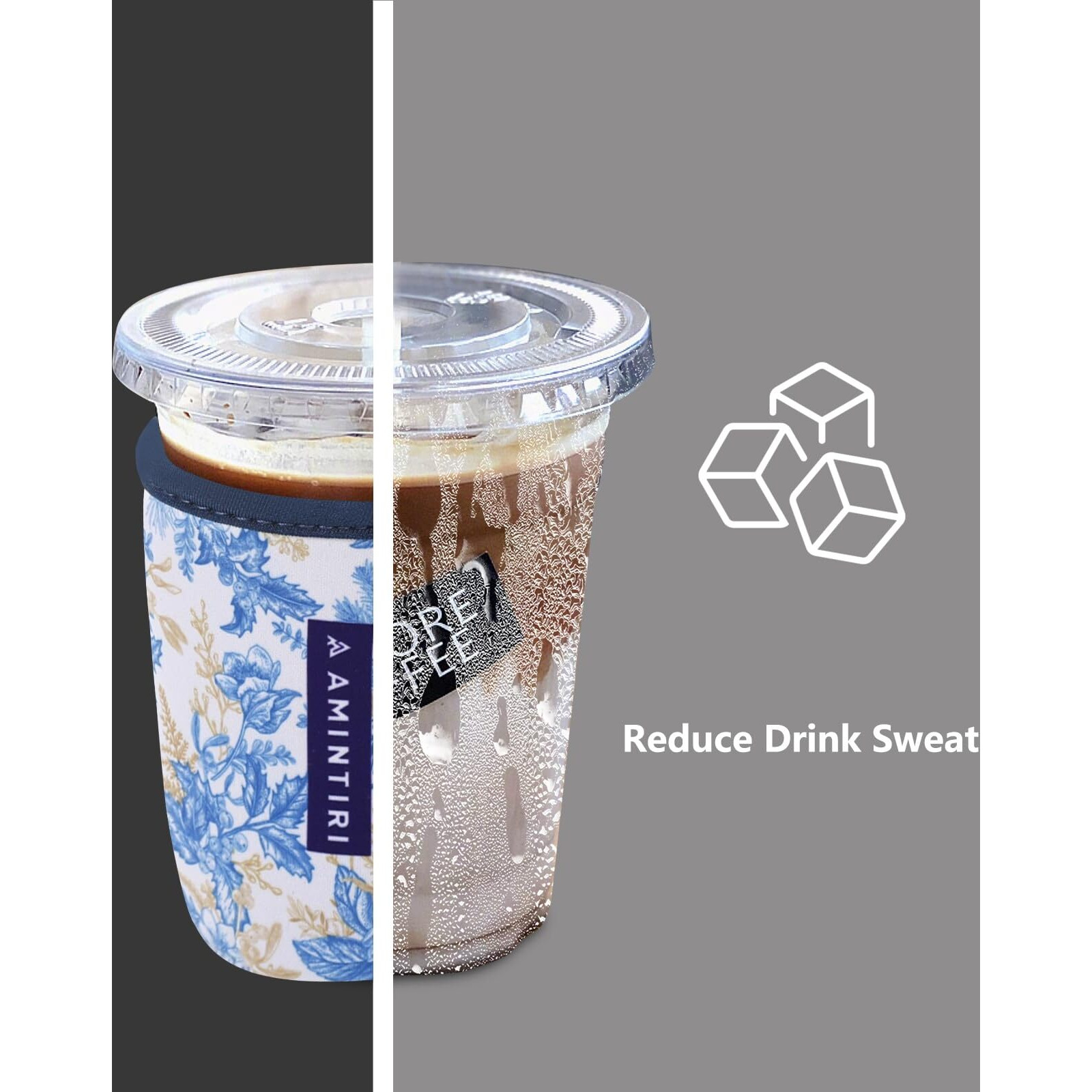 3 Pack Reusable Sleeve For Iced Coffee Cup  Coffee Neoprene Sleeve For Iced&Hot Drinks  Coffee Sleeve Compatible With Starbucks  Dunkin Coffee Cup. (Cherry&Daisy)