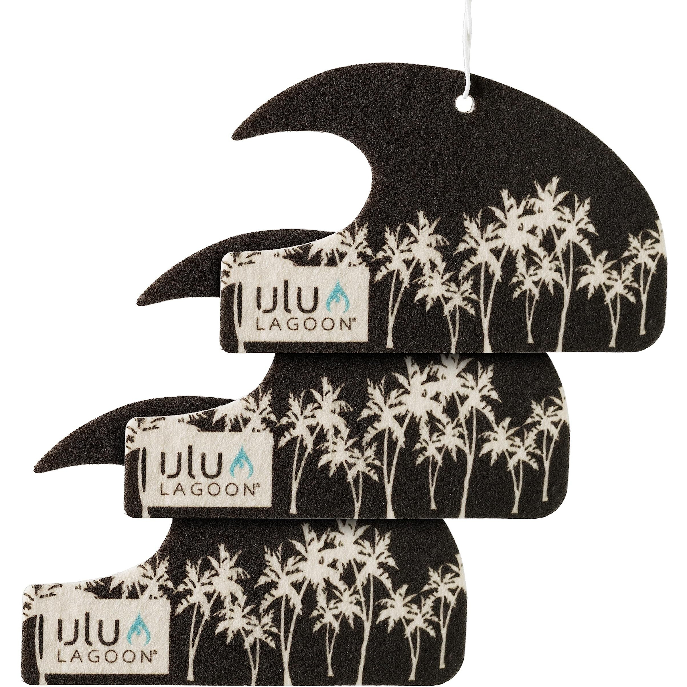 Ulu Lagoon Hanging Car Air Freshener | Tropical Beach Coconut Surf Wax Scent Mini Wave | Long Lasting Car Freshener  Closet And Beyond | Made In Usa | 3 Pack (White Palms)