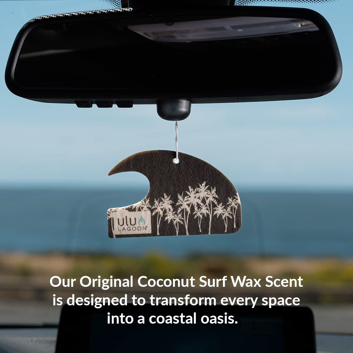 Ulu Lagoon Hanging Car Air Freshener | Tropical Beach Coconut Surf Wax Scent Mini Wave | Long Lasting Car Freshener  Closet And Beyond | Made In Usa | 3 Pack (White Palms)