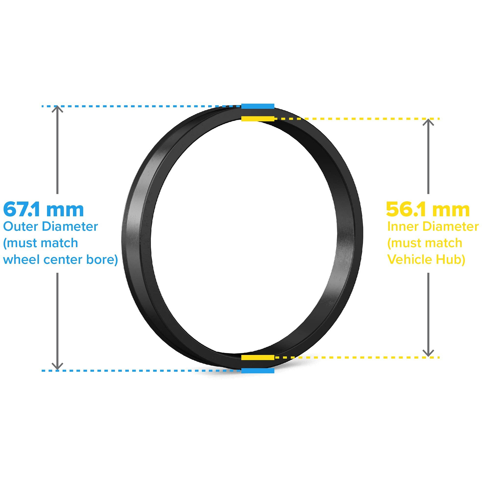 Stancemagic Hubcentric Rings (Pack Of 4) - 56.1Mm Id To 67.1Mm Od - Black Poly Carbon Plastic Hubrings - Compatible With Subaru Honda Acura Scion Frs And 67.1Mm Wheel Centerbore