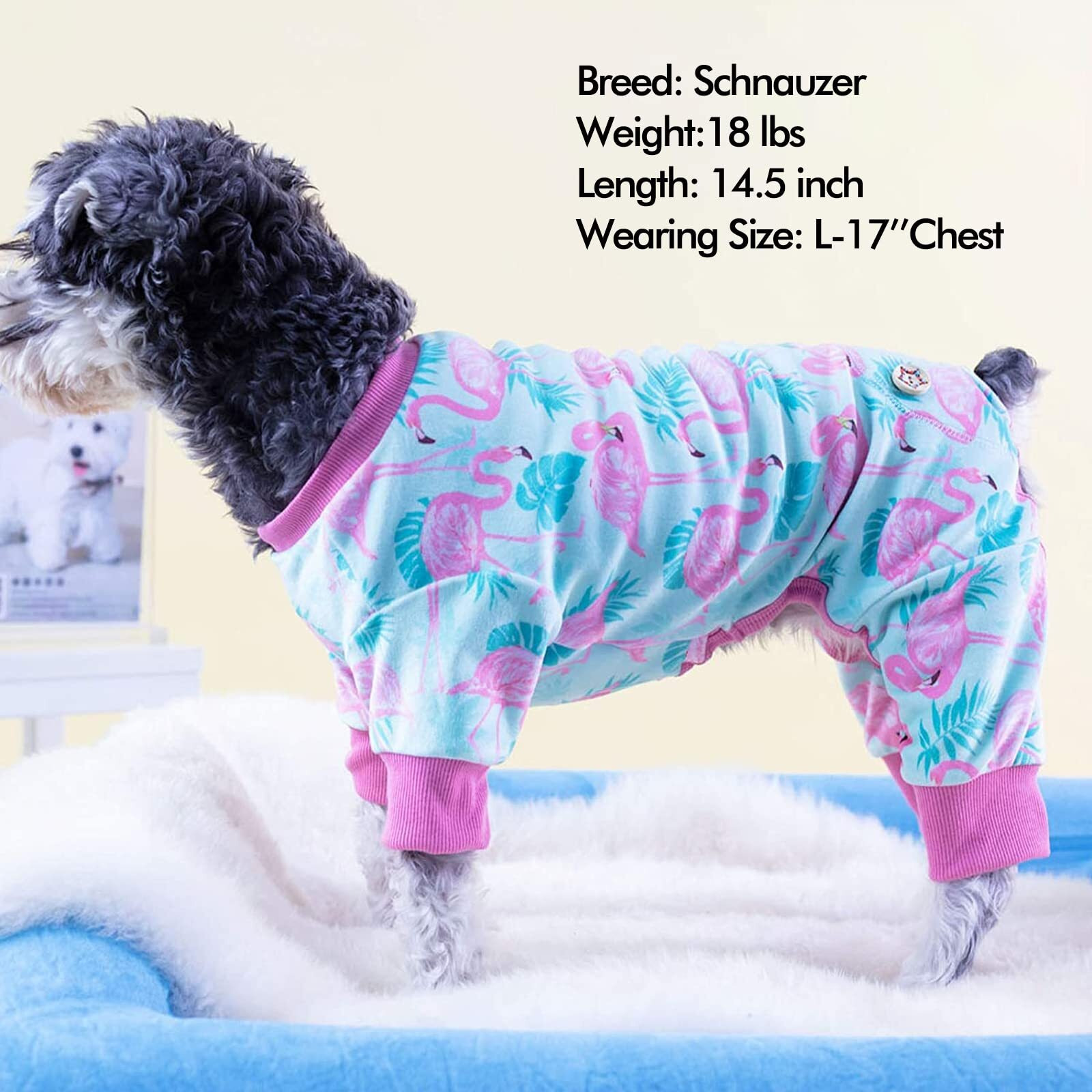 Kyeese Dog Pajamas Velvet Dog Pajamas Small Sized Dogs Soft Dogs Clothes Pjs With Flamingo Pattern Stretchy Pet Jammies Coat Comfy Pet Onesie Costume  X-Large