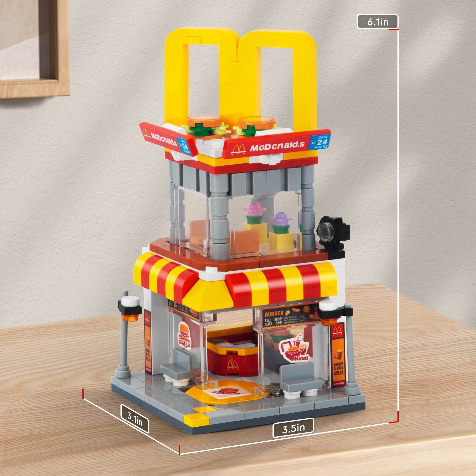 High Godo City Street View Burger Shop Building Set  Moc Creative Model Set Creative Model Diy Toys  Unique Home Decor  Ideas Birthday Holidays Toy Gift Kids Age 8+ (244Pcs)
