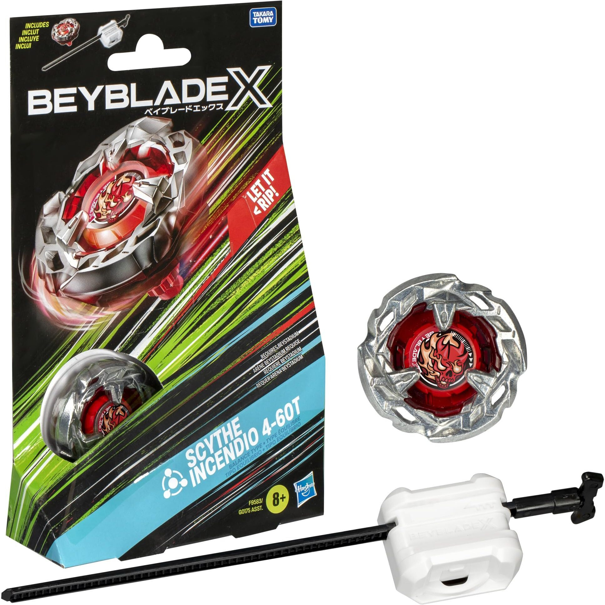 Beyblade X Scythe Incendio 4-60T Starter Pack Set With Balance Type Right-Spinning Top And Launcher Battling Top Toys For 8 Year Old Boys And Girls