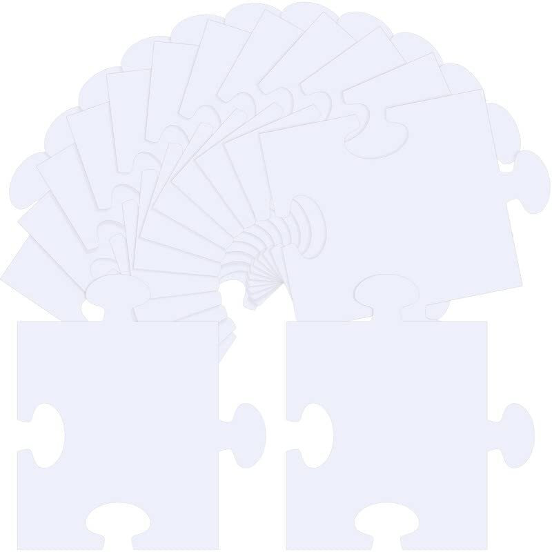 Glenmal 100 Pcs Large White Blank Puzzle Pieces Oversize White Blank Papers Puzzle Pieces Giant Puzzle Piece For Adult To Draw And Write And Makes Huge Art Display