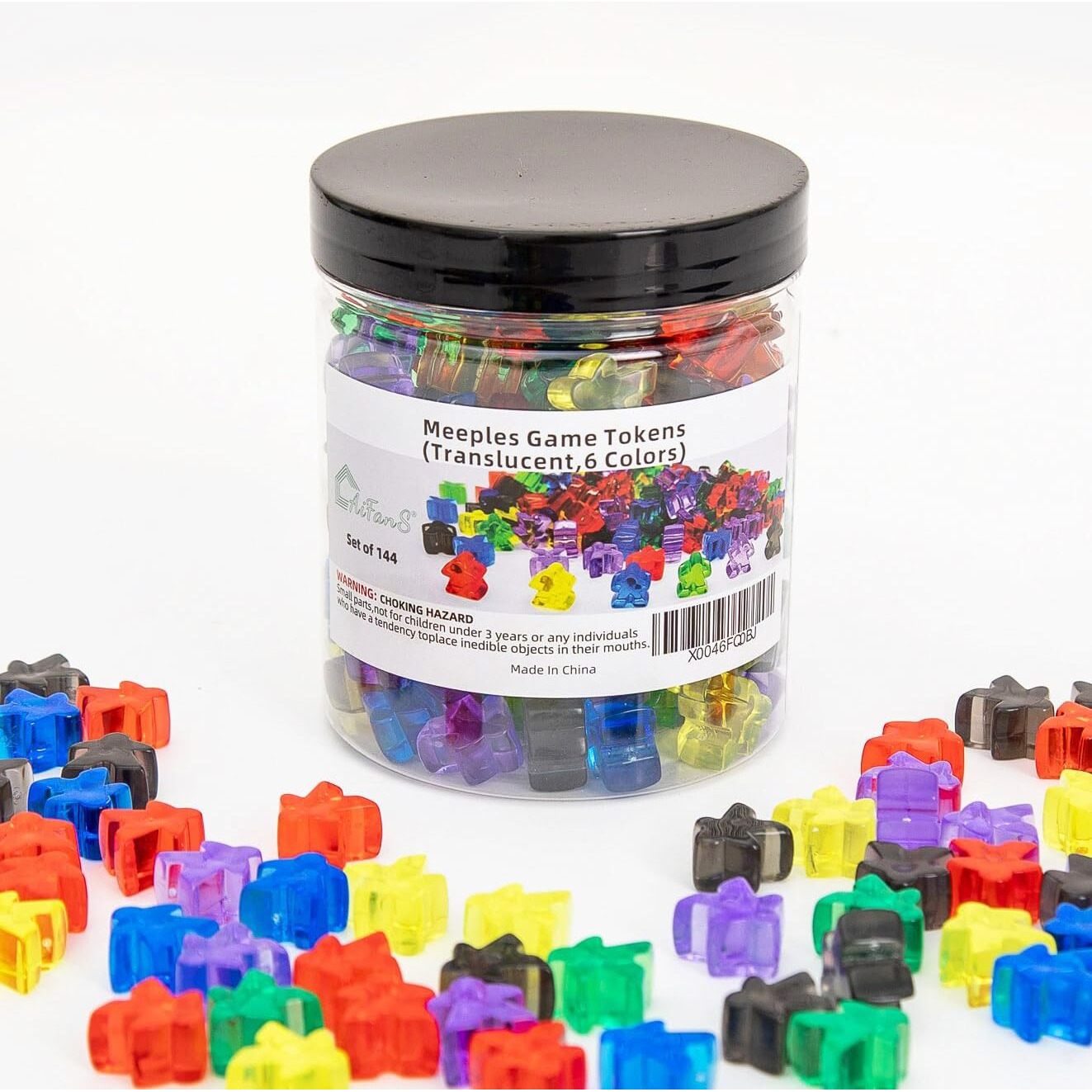 144 Pieces Meeples Game Tokens Game Pieces For Board Games Board Game Accessories With Portable Box(Translucent 6 Colors)