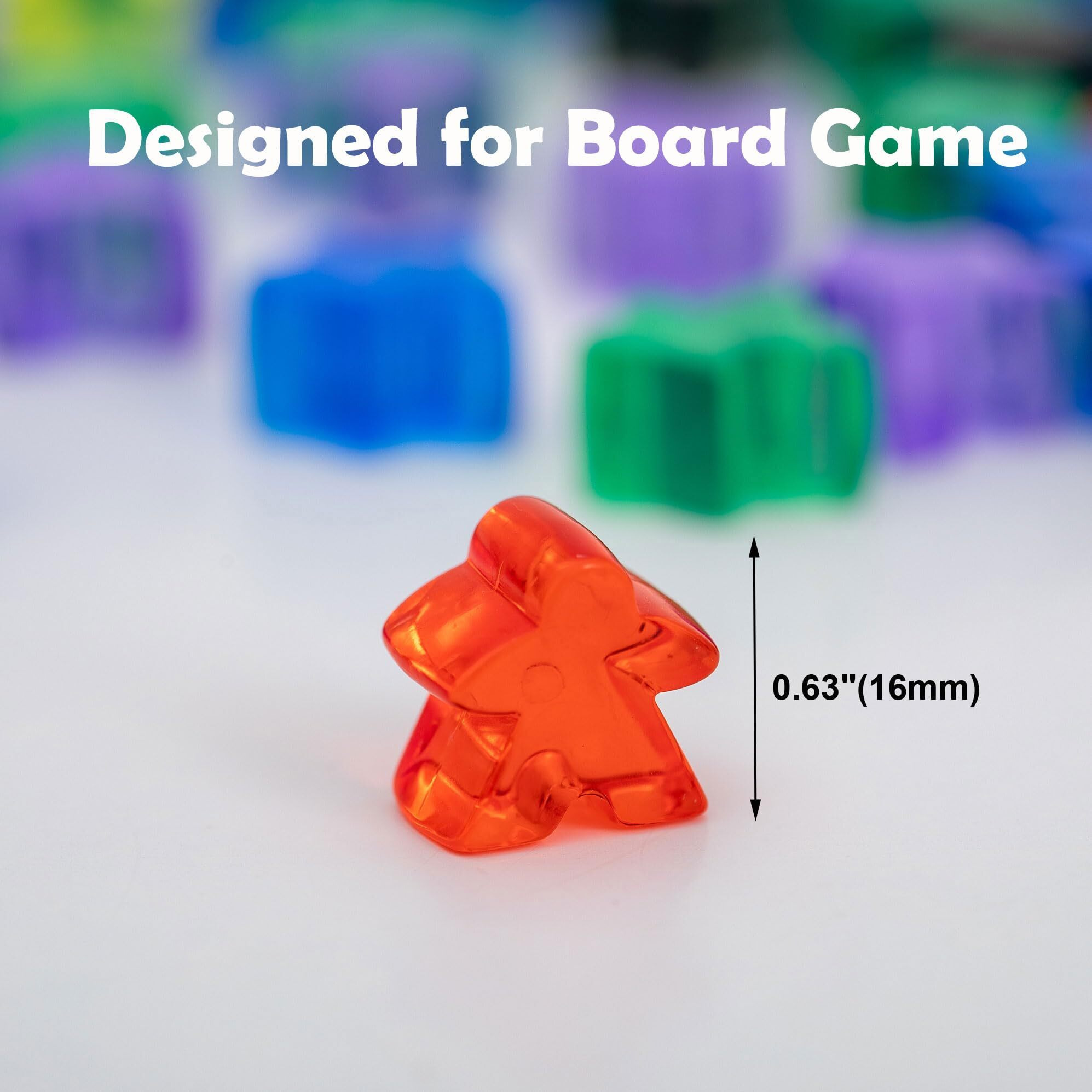 144 Pieces Meeples Game Tokens Game Pieces For Board Games Board Game Accessories With Portable Box(Translucent 6 Colors)