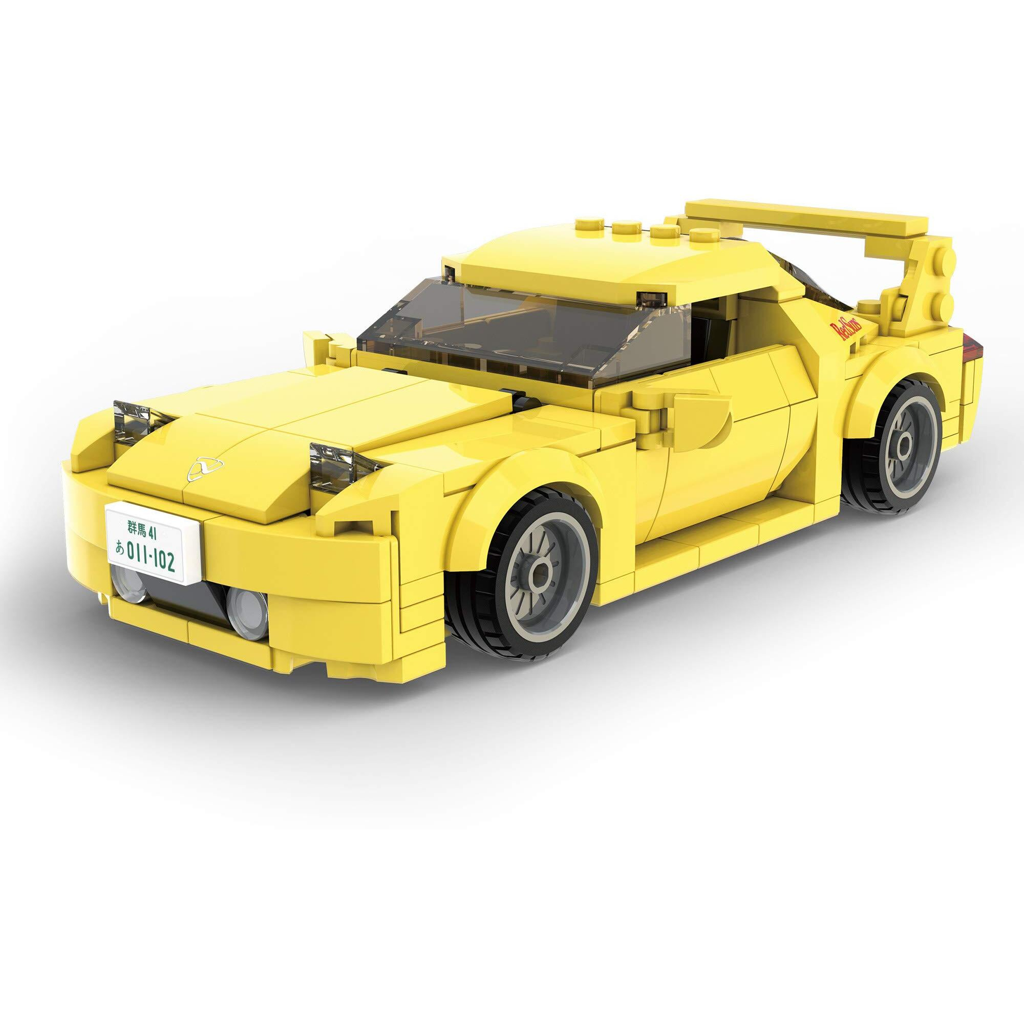 Domob Mazda Rx-7 Fd3S Yellow - Initial-D 25-Th Anniversary - Cada Bricks Toys For 8+ Age Kids & Adults - Realistic Car Model 124 Simulated Build - 278 Pieces Or Blocks - For Boys  Hobbyist  Collector