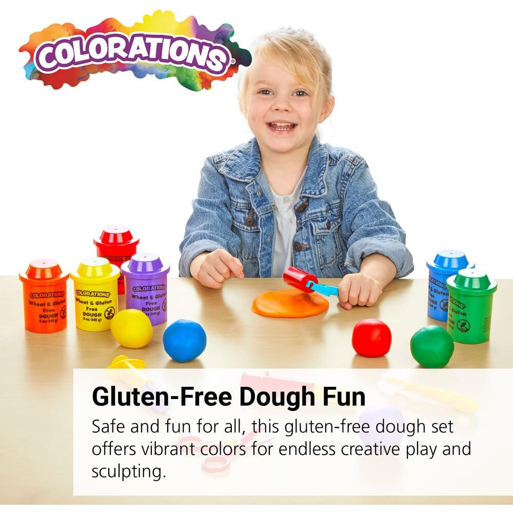 Colorations Wheat & Gluten Free Classic Dough - 6 Colors (5Oz Each) | Non-Toxic  Play Dough  Bulk Set  Sensory Kit  Party Favors  Classroom Pack