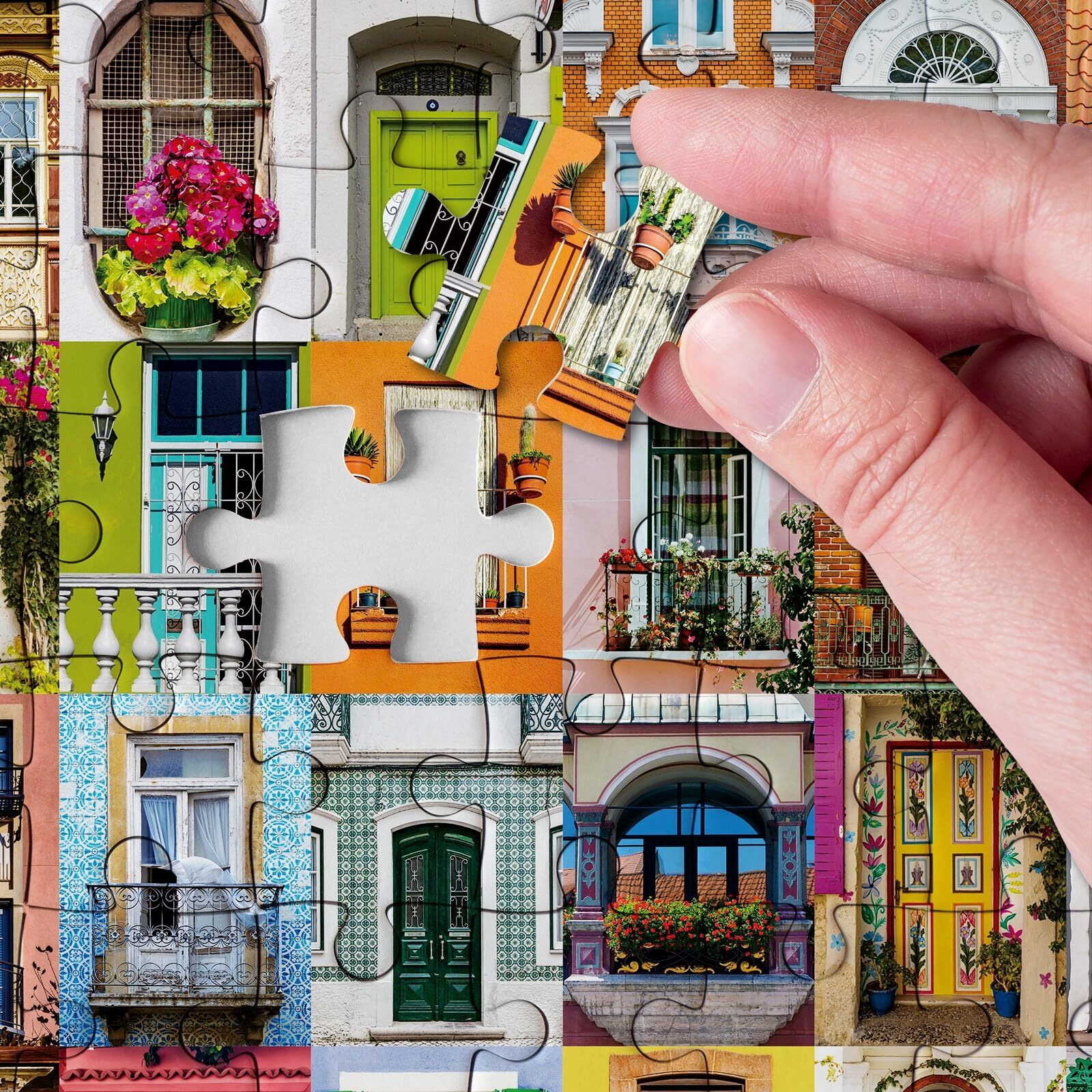 Colorful Doors And Window Jigsaw Puzzles For Adults 1000 Pieces  Vintage Jigsaw Puzzle  Funny Art Puzzles For Adults As Family Game Home Decor
