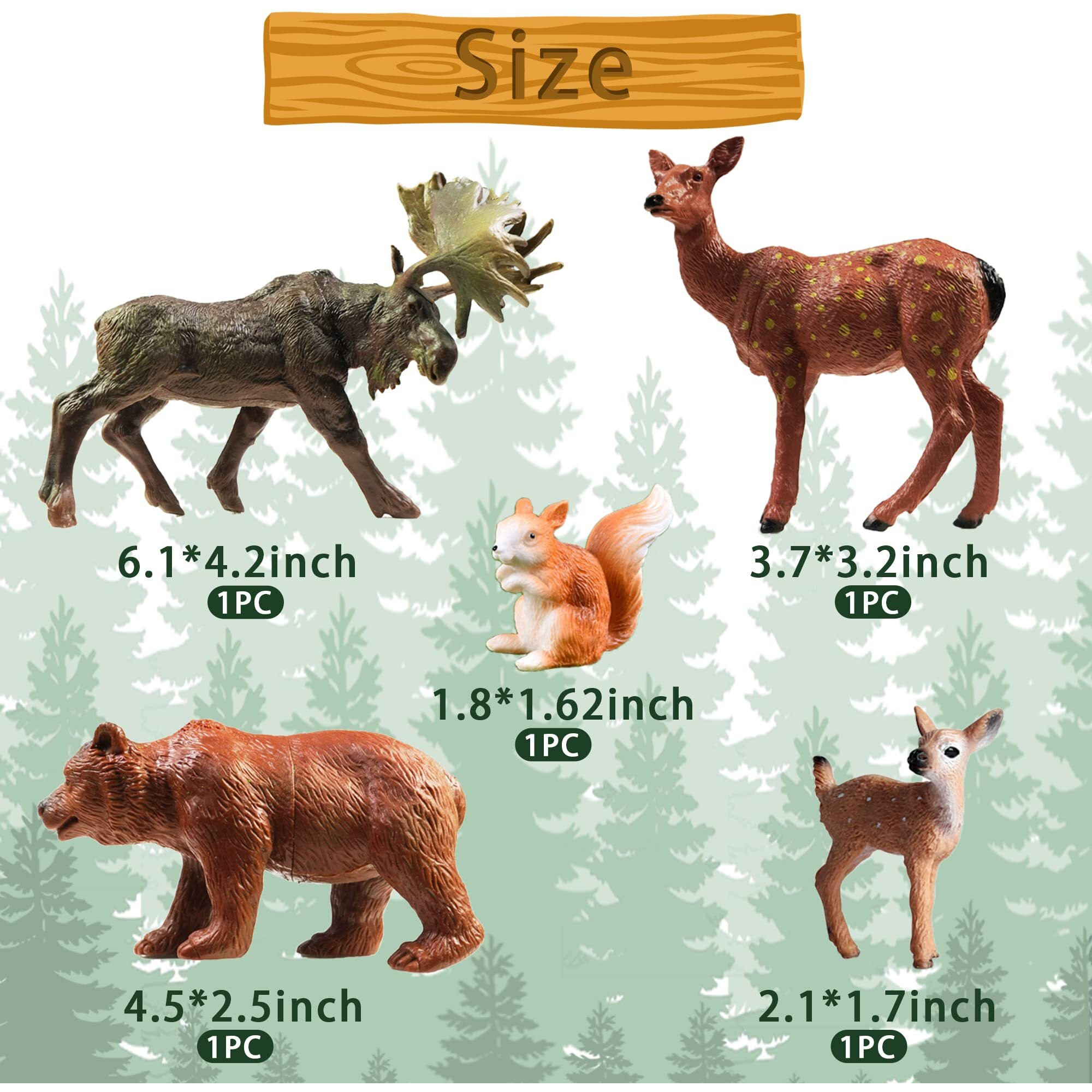 40 Pcs Woodland Animals Figures Model Trees  5 Pcs Animal Toy Figurines And 35 Pcs Mixed Plastic Trees Forest For Woodland Cake Toppers Decorations Birthday Party Supplies