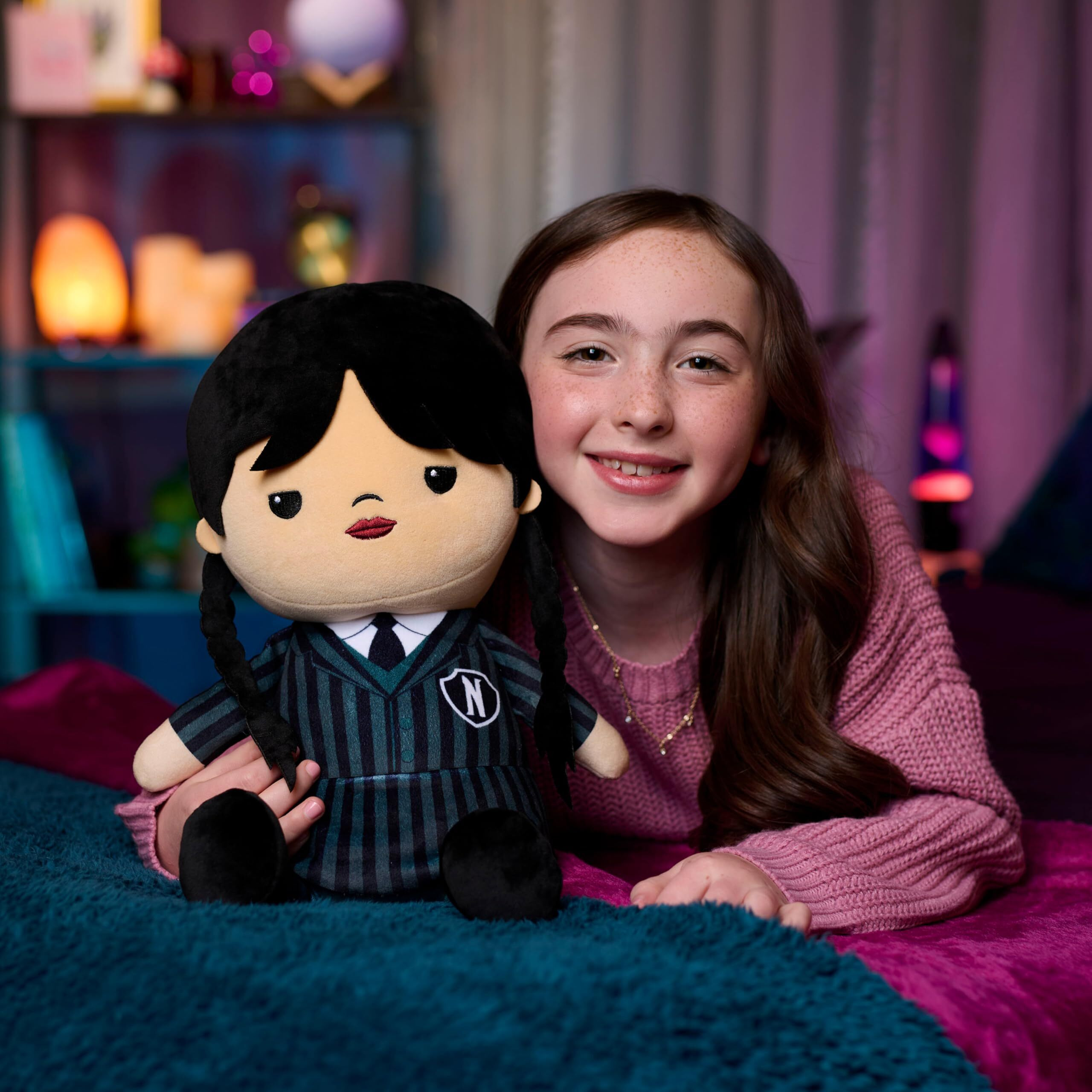Just Play Wednesday Comfort 2 Pound Weighted Plush  10-Inch Collectible Stuffed Doll  Pretend Play  Kids Toys For Ages 3 Up