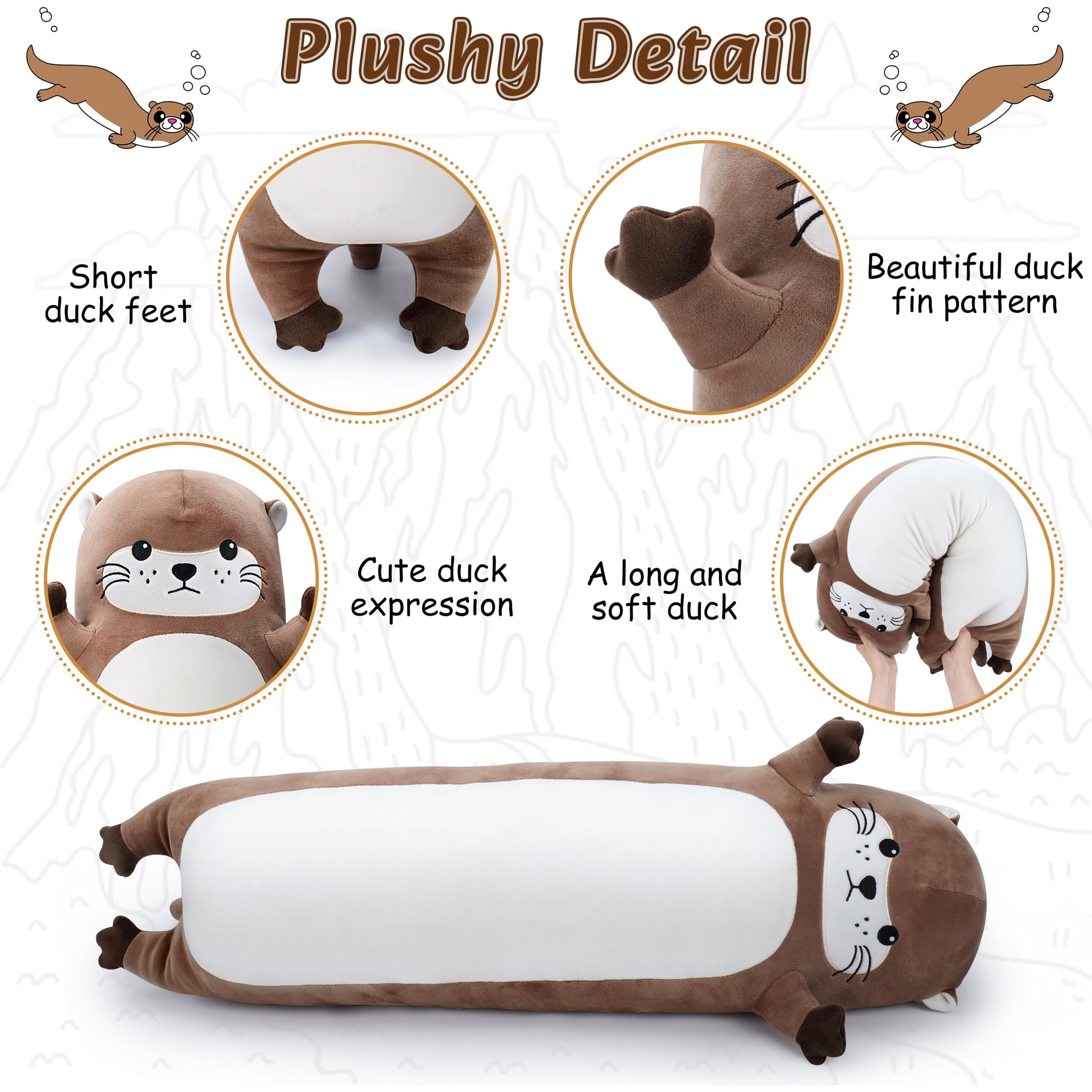 Sprinqdawin Large Otter Stuffed Animal 20  Long Otter Plush Cute Plushies Animal Body Pillow Kawaii Big Plush Toys Animal Gifts Animal Sleeping Hugging Pillow Cushion For Kids Adults Birthday