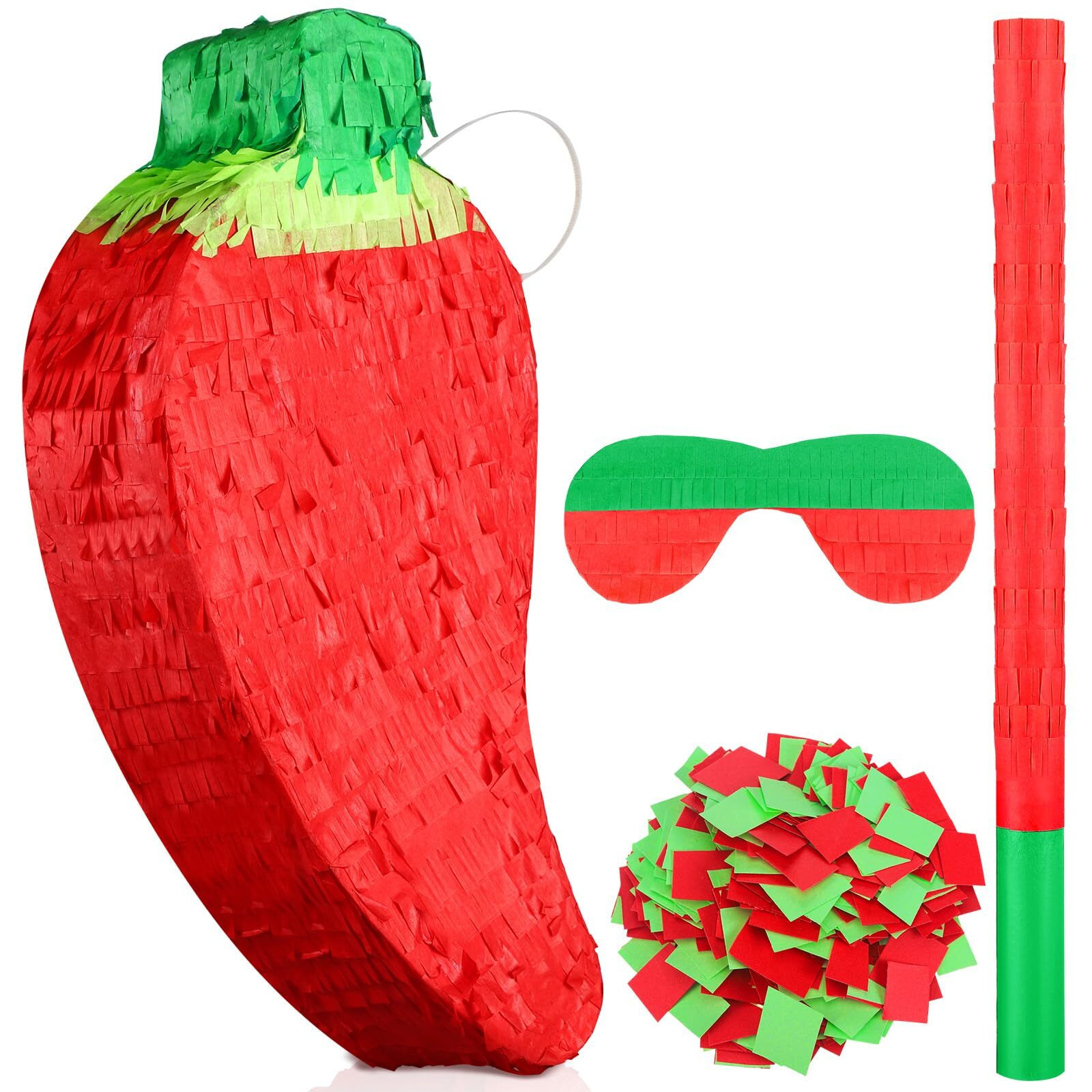 Meooeck Red Chili Pepper Piata With Piata Stick And Blindfold  Fiesta Piata Funny Piata For Hot Pepper Festival Chili Pepper Themed Birthday Party Supplies Decoration  13.39 X 6.3 X 3 Inch