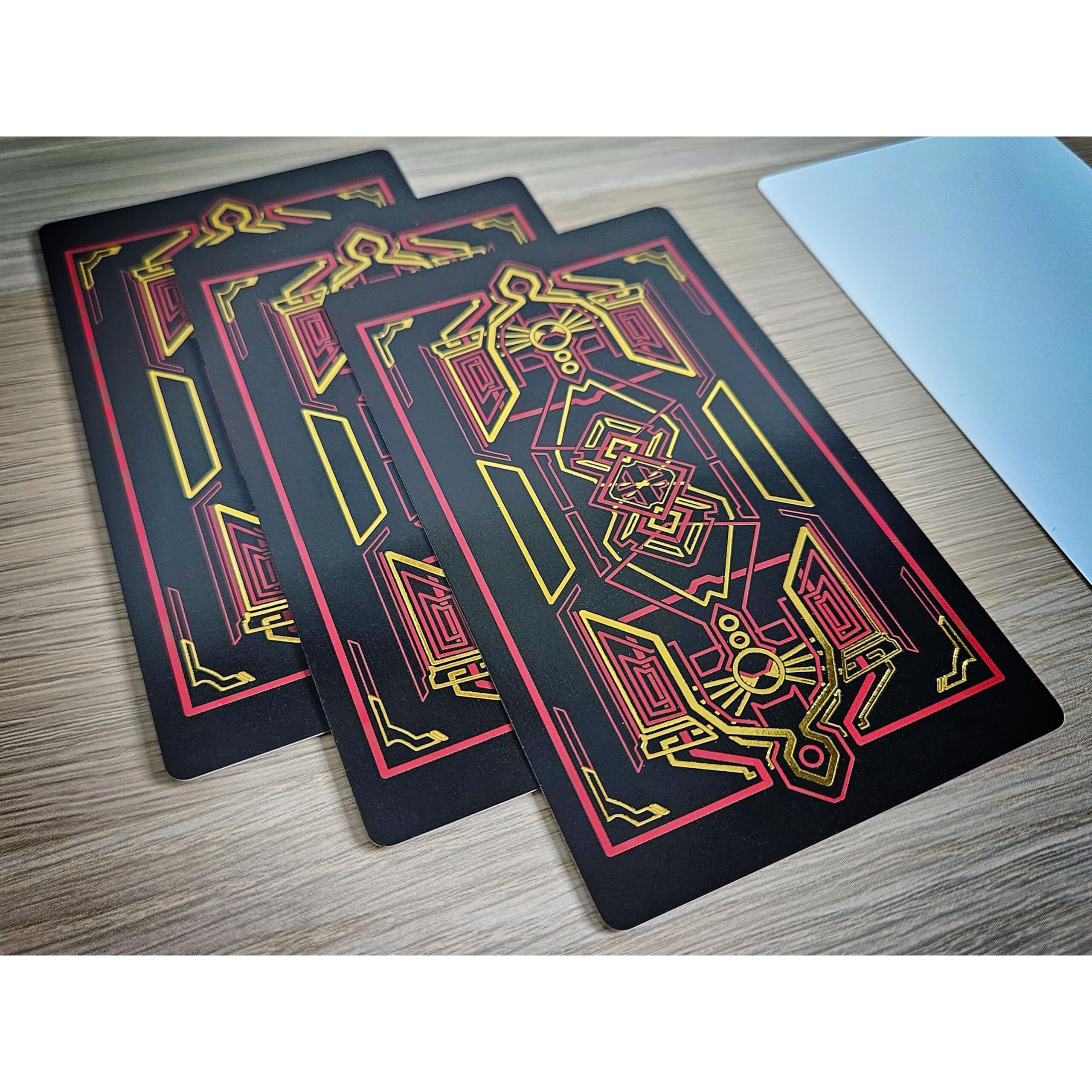 Metaphoracle Blank Tarot Cards With Design On Back - Diy Deck Of 80 Cards To Create Your Own Oracle Tarot Deck - Sacred Geometry Design With Metallic Gold Foil - 4.75 Inches X 2.75 Inches (Red)