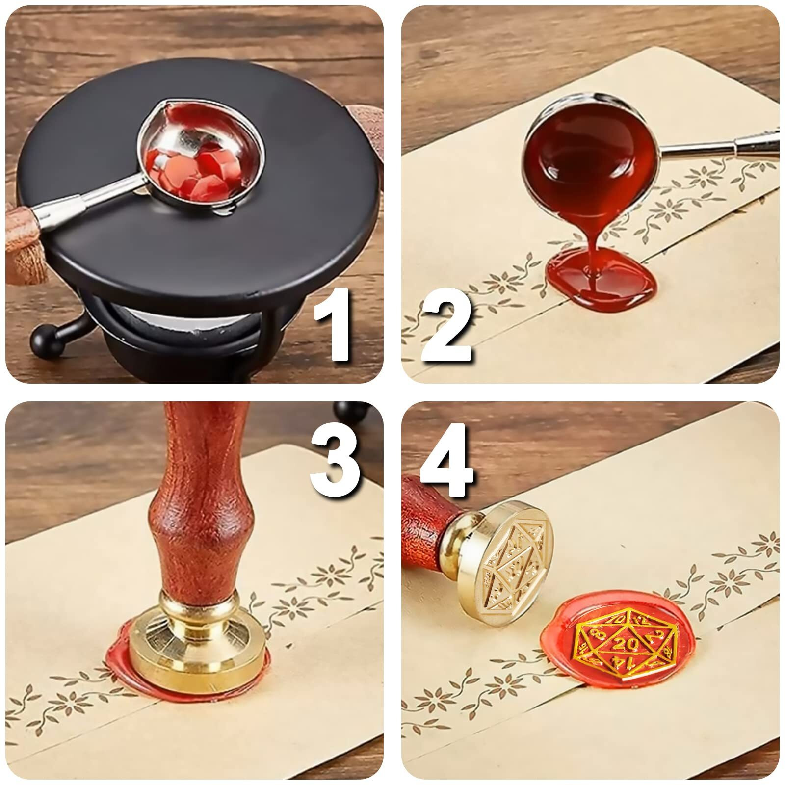 Dnd Wax Seal Stamp  Ideal Gift For Dungeons And Dragons/D&D Envelope Scroll. Fantasy Wax Seal Kit With Dragon/D20 Dice/Magic Potion/Caduceus  Great Rpg Accessories Nerdy Gift For Dnd Lover Dm & Player