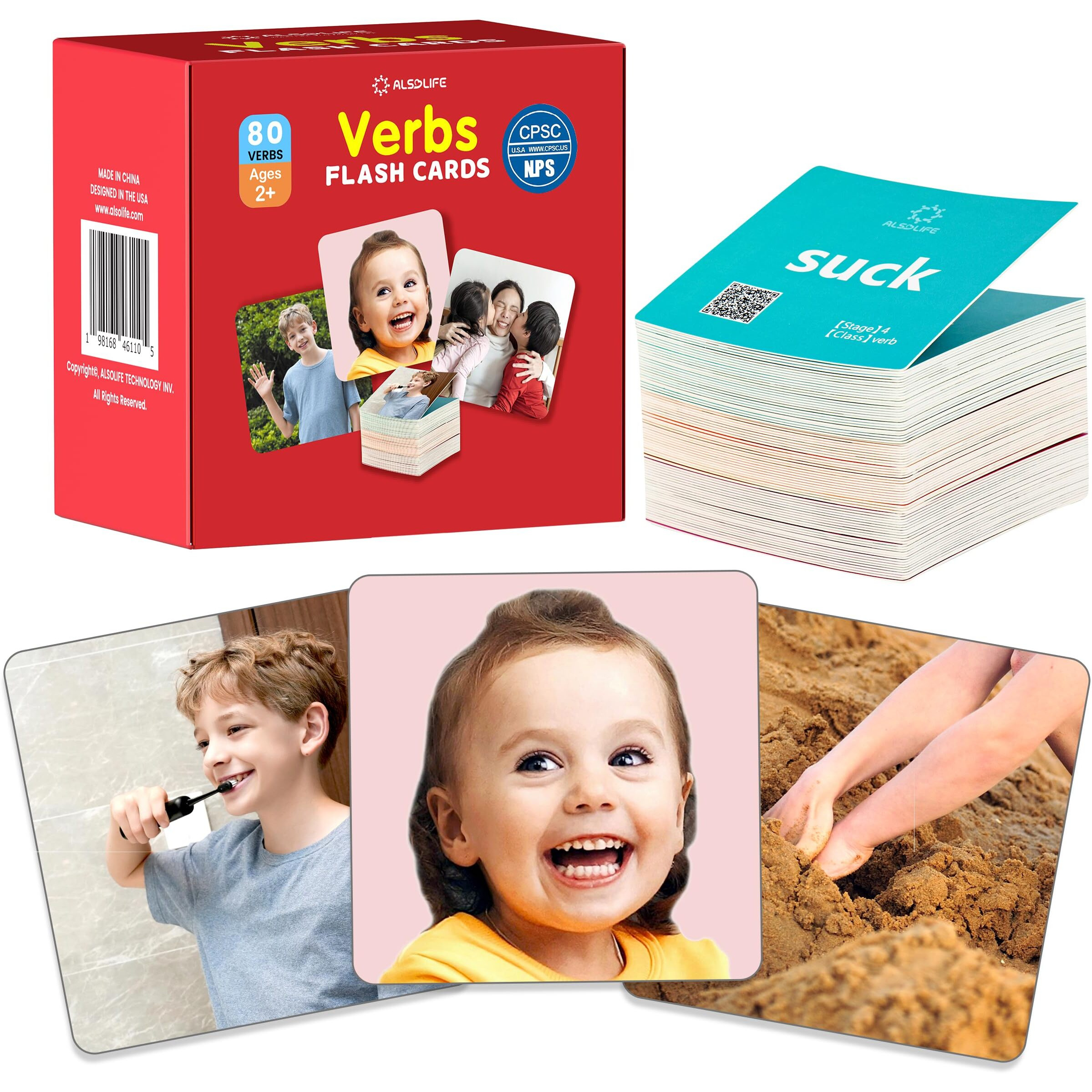 Alsolife 80 Action Cards For Speech Therapy  Videos For Fun Learning  Sturdy And Durable Verbs Flashcards  Speech Therapy Materials & Autism Learning Materials  Engaging Action Picture Cards