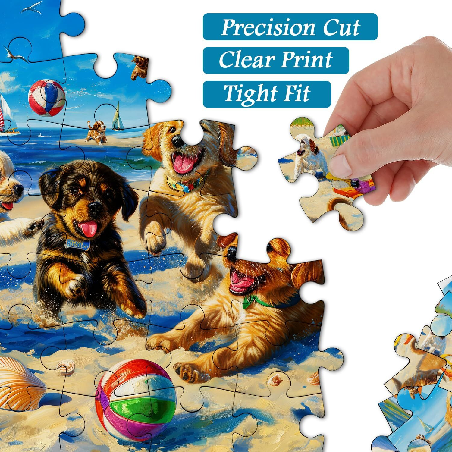 Funny Dog Puzzles For Adults 1000 Pieces And Up  Pickforu Beach Puzzle Collection Cute Dog  Puppy Animal Puzzle As Home Decor