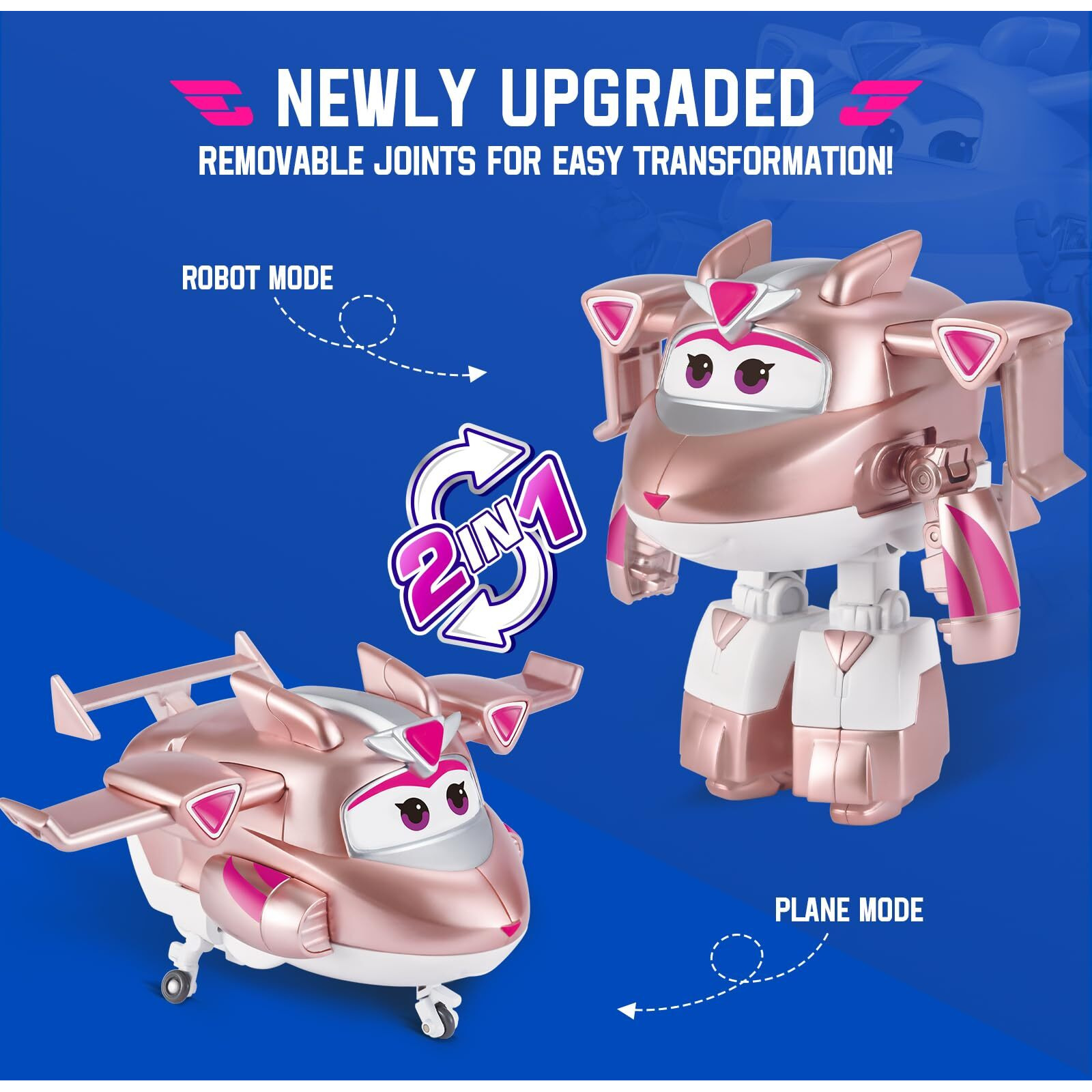 Super Wings Transformer Toys  5 In Golden Girl Airplane Transformer Figures Toys  2 In 1 Mode Rescue Bots Action Figure Toys For 3-5 Year Old Boys Girls  Fun Plane Toys For Toddlers Kids Age 3 4 5 6 7