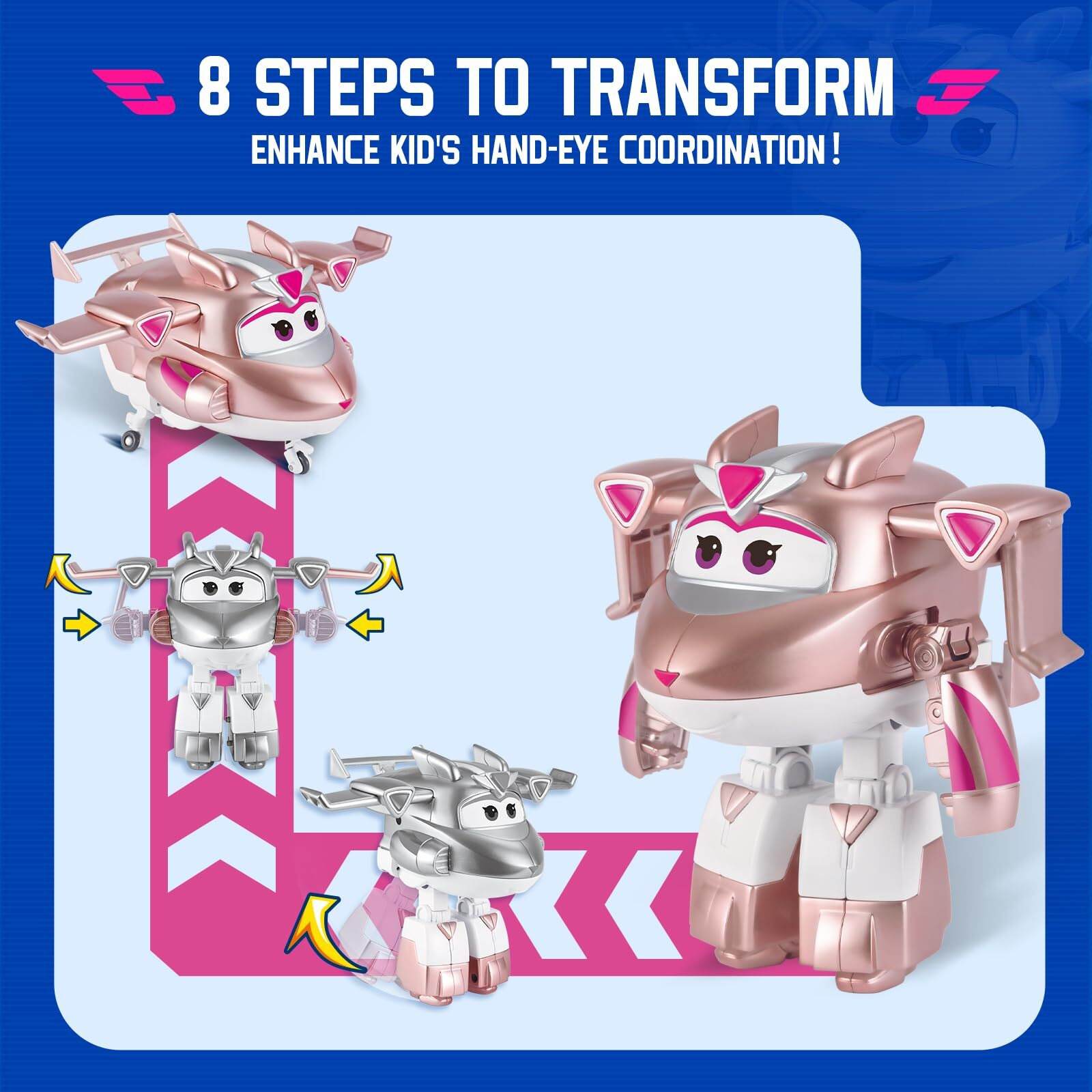 Super Wings Transformer Toys  5 In Golden Girl Airplane Transformer Figures Toys  2 In 1 Mode Rescue Bots Action Figure Toys For 3-5 Year Old Boys Girls  Fun Plane Toys For Toddlers Kids Age 3 4 5 6 7