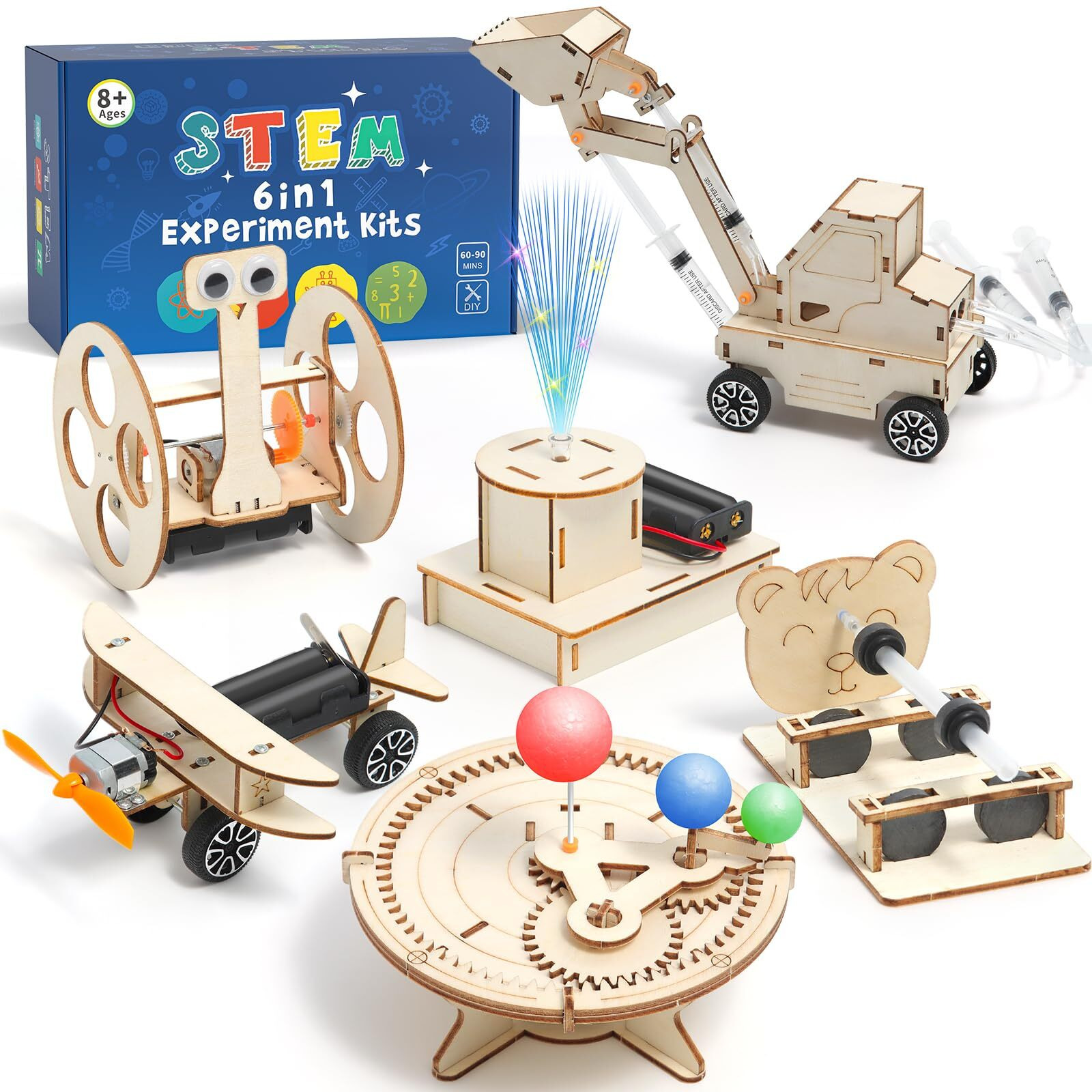6 In 1 Stem Science Kits For Kids 8-12 5-7  Wood Craft Kit For Boys Age 8-10  Science 3D Puzzles Projects  Educational Craft Building Toys  Christmas Birthday Gifts For Girls Boys 6-13 Years Old