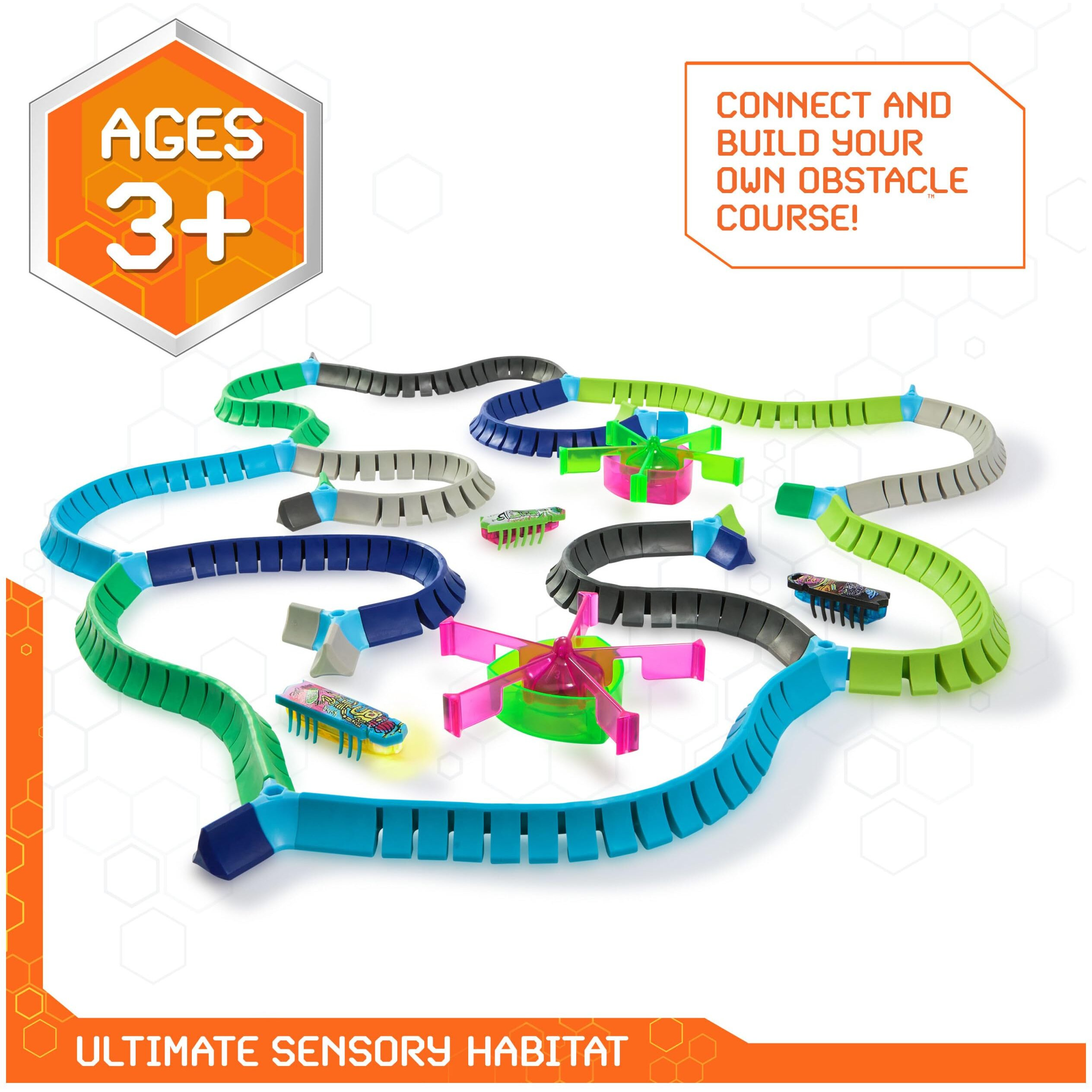 Hex Bots Nano Land  Sensory Toys For Kids & Cats With Over 40 Pieces & 3 Nano Bots  Toy Playsets & Mini Robot Toy For Kids Ages 3 & Up  Batteries Included